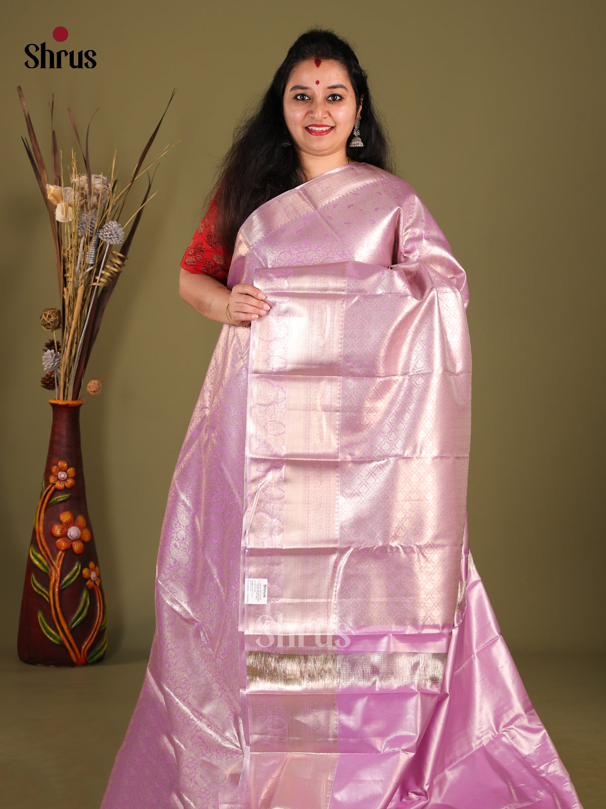 Lavender(Single Tone) - Kanchipuram-halfpure Saree - Shop on Shrus.com