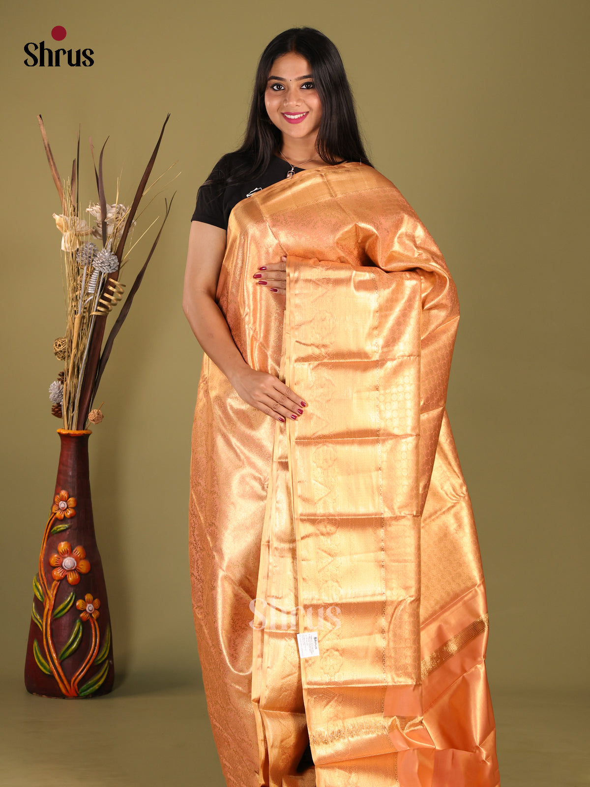 DHS23277 - Kanchipuram-halfpure Saree - Shop on Shrus.com