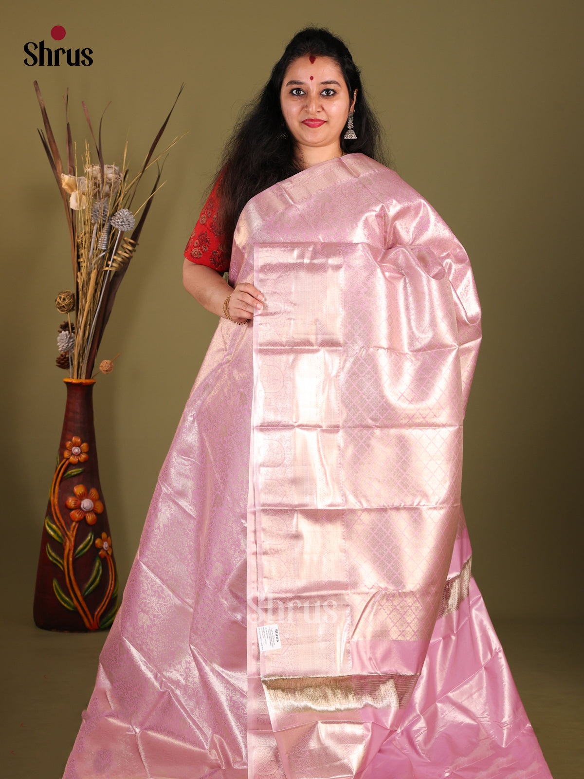 Lavender(Single Tone) - Kanchipuram-halfpure Saree - Shop on Shrus.com