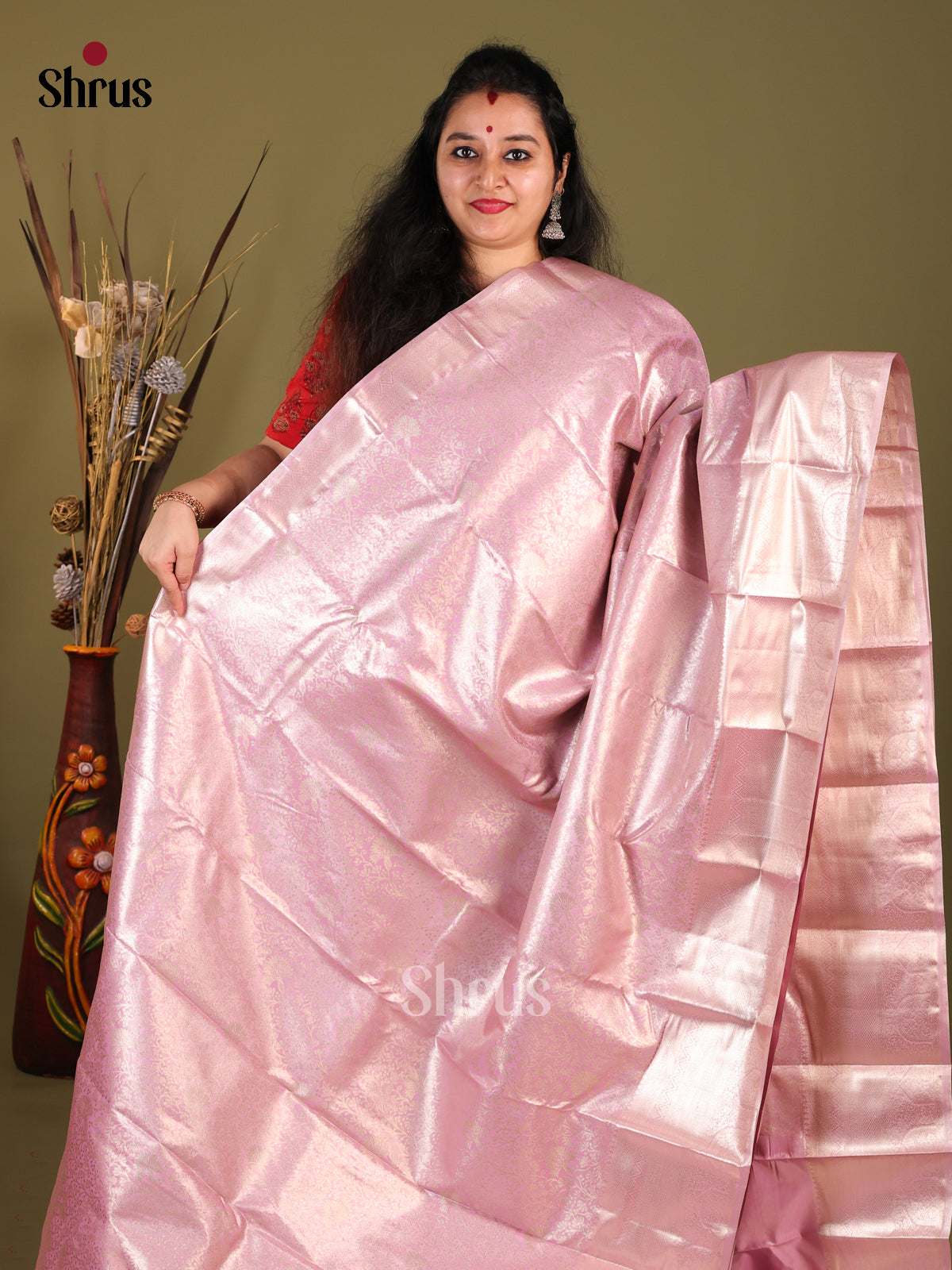Lavender(Single Tone) - Kanchipuram-halfpure Saree - Shop on Shrus.com