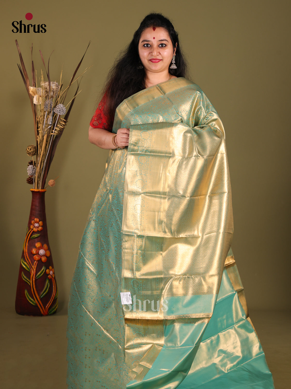 Pastel Blue(Single Tone) - Kanchipuram-halfpure Saree - Shop on Shrus.com