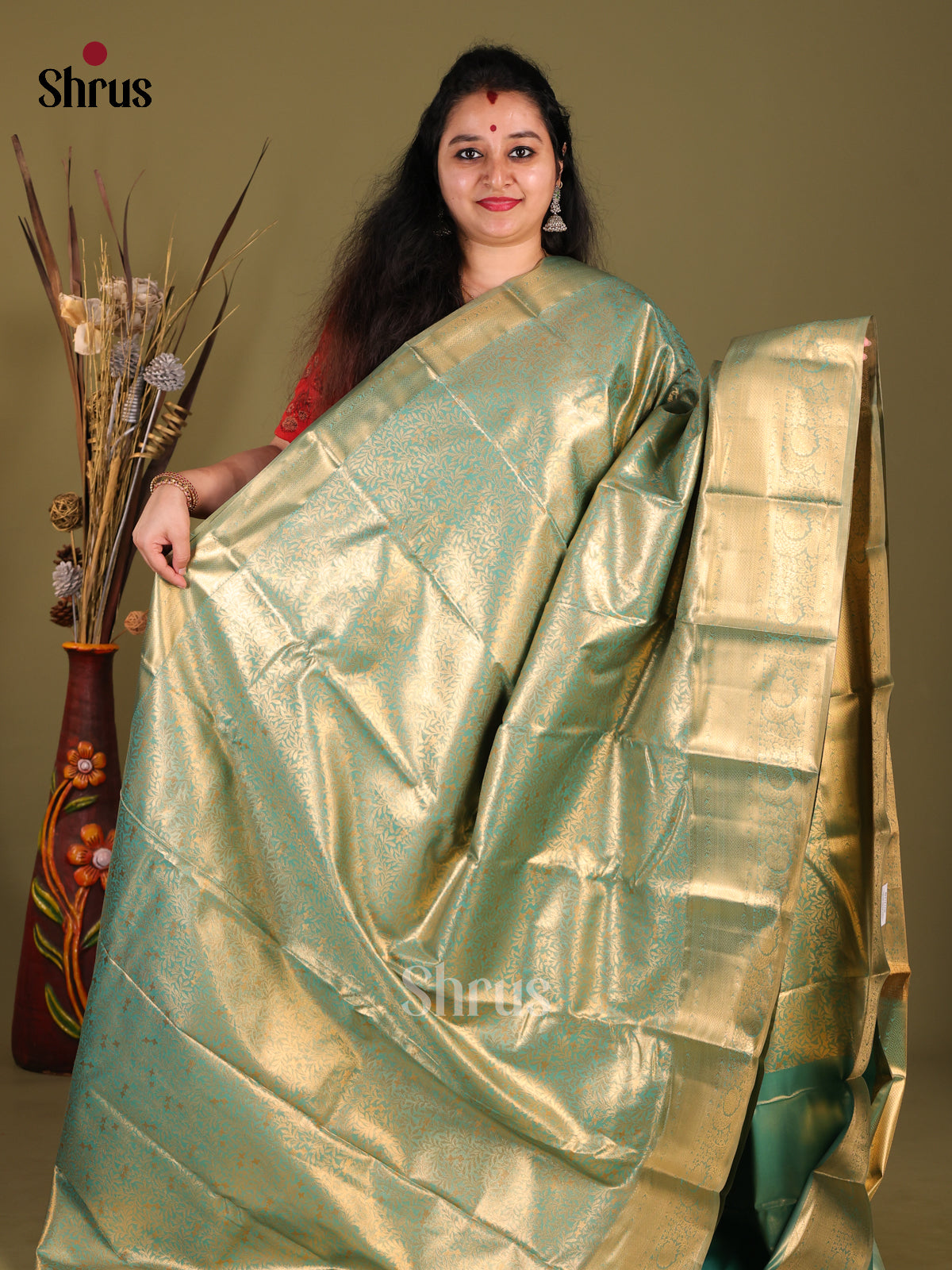 Pastel Blue(Single Tone) - Kanchipuram-halfpure Saree - Shop on Shrus.com