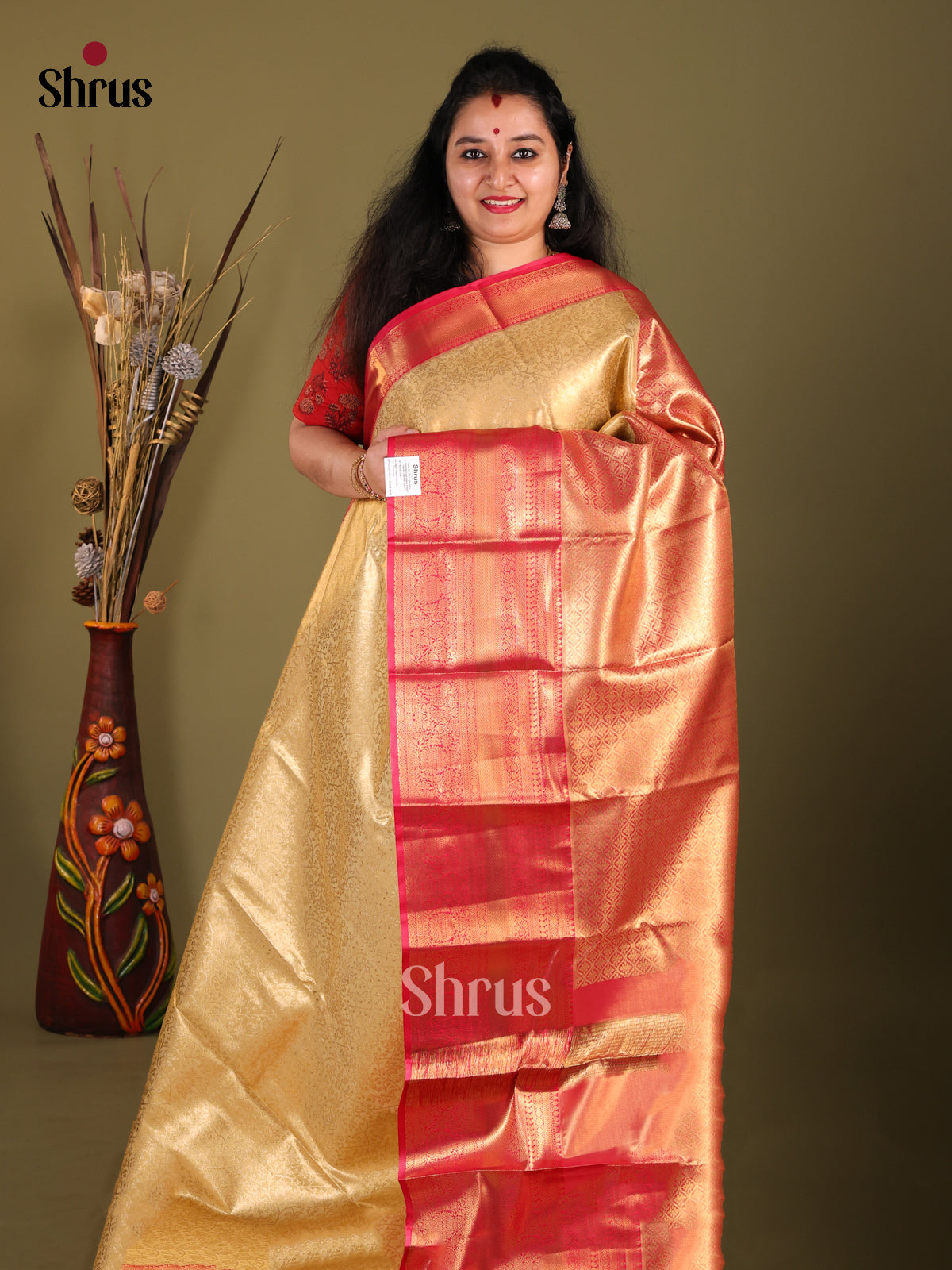 DHS23284 - Kanchipuram-halfpure Saree - Shop on Shrus.com