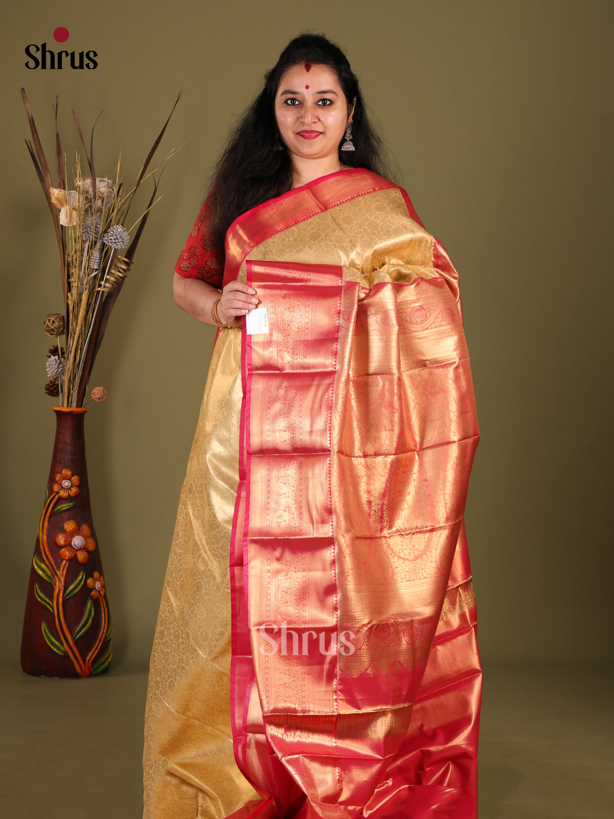 DHS23295 - Kanchipuram-halfpure Saree - Shop on Shrus.com