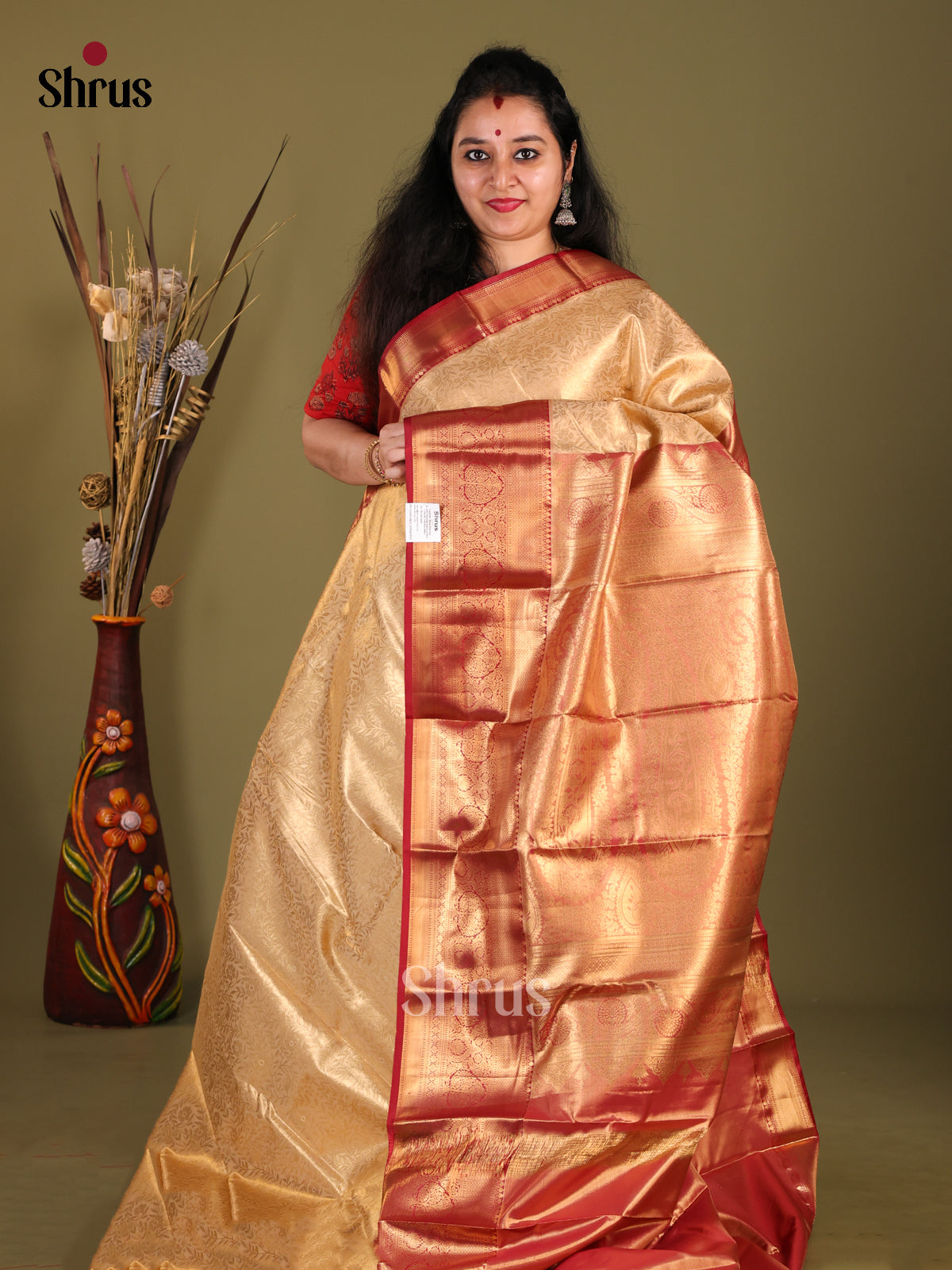 DHS23301 - Kanchipuram-halfpure Saree - Shop on Shrus.com