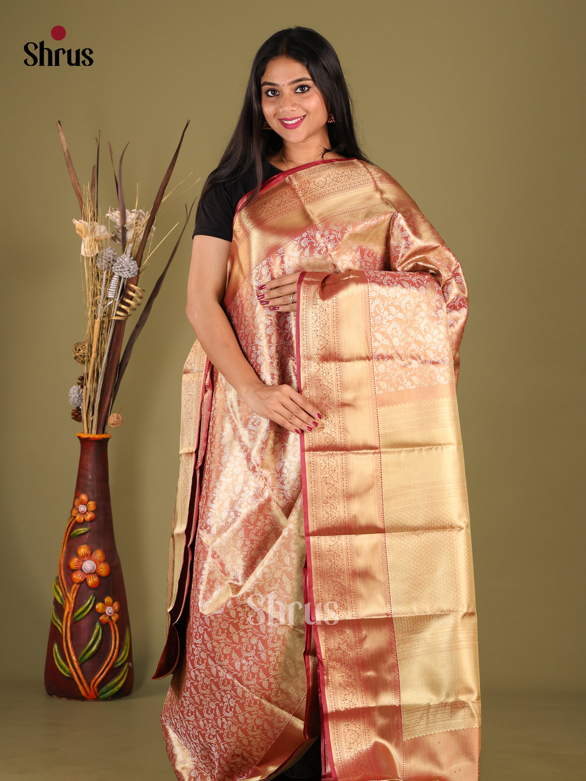 DHS23314 - Kanchipuram-halfpure Saree - Shop on Shrus.com