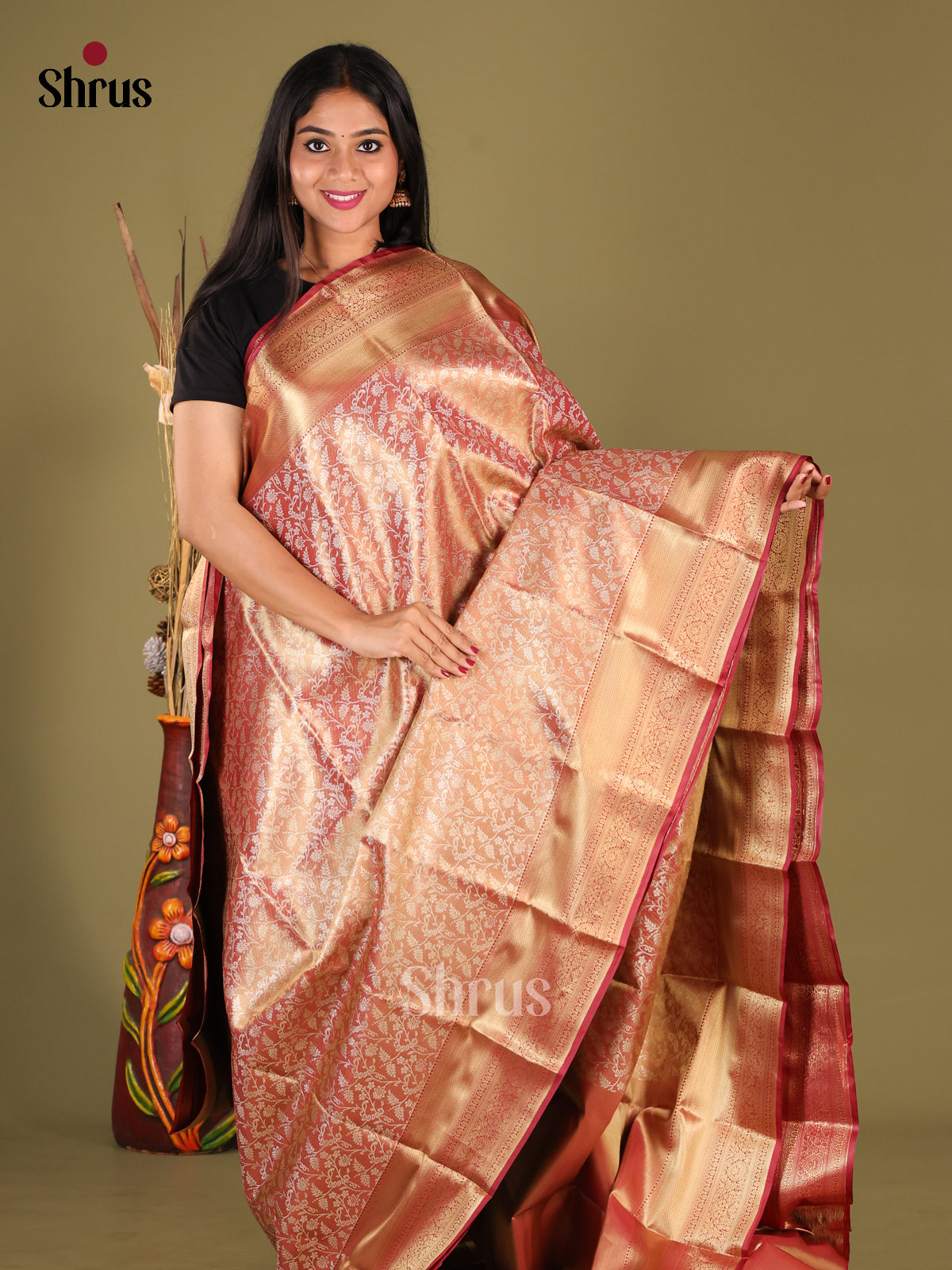 DHS23314 - Kanchipuram-halfpure Saree - Shop on Shrus.com