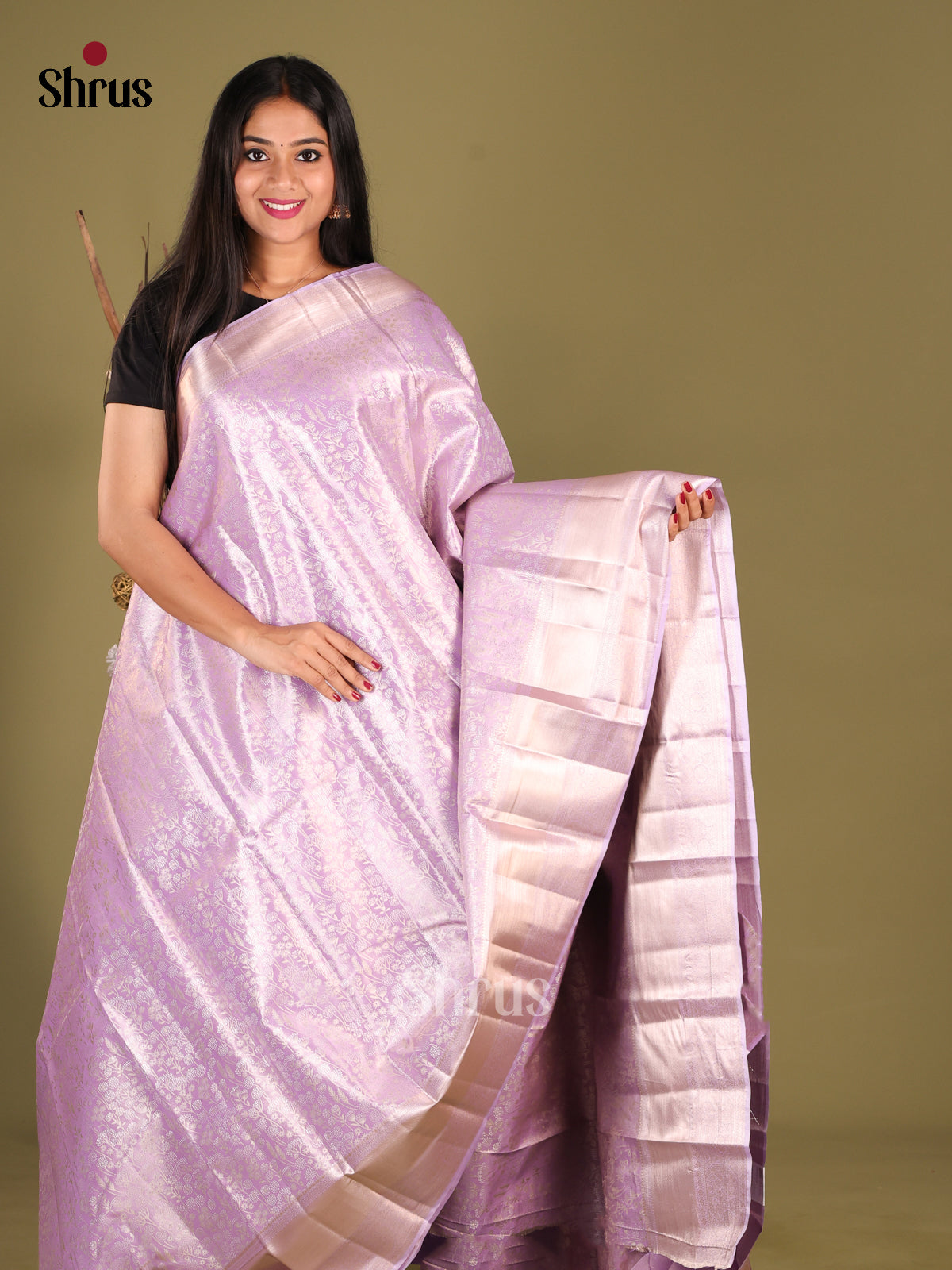 Lavender(single Tone) - Kanchipuram-halfpure Saree - Shop on Shrus.com