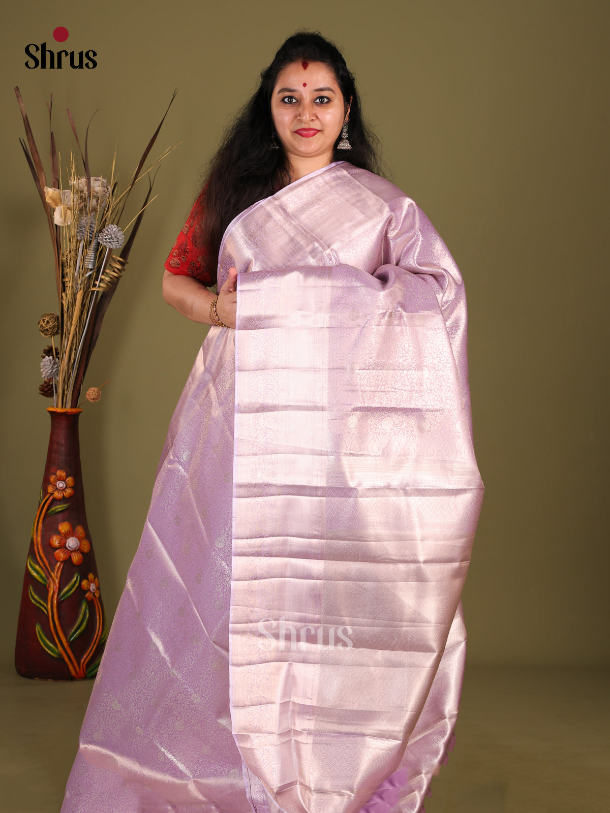 Lavender(Single Tone) - Kanchipuram-halfpure Saree - Shop on Shrus.com