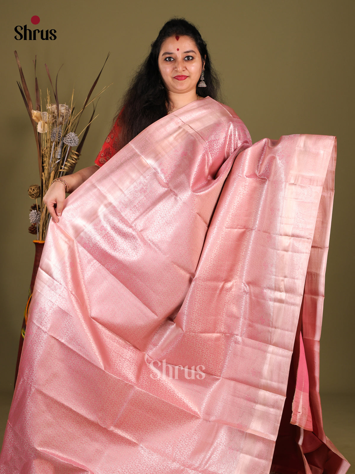 Pink Kanchipuram halfpure Saree 1
