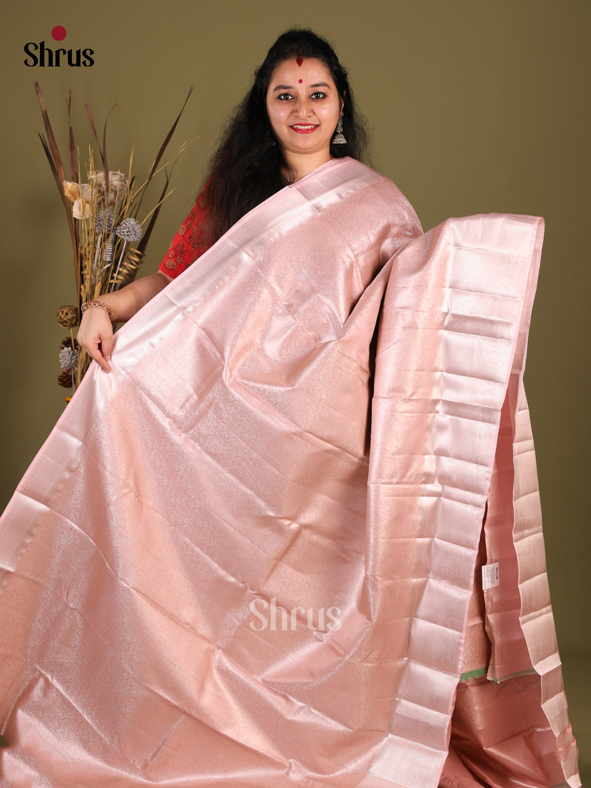 Pink Kanchipuram halfpure Saree 1