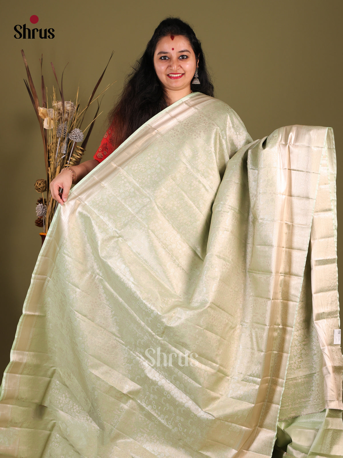 DHS23330 - Kanchipuram-halfpure Saree - Shop on Shrus.com