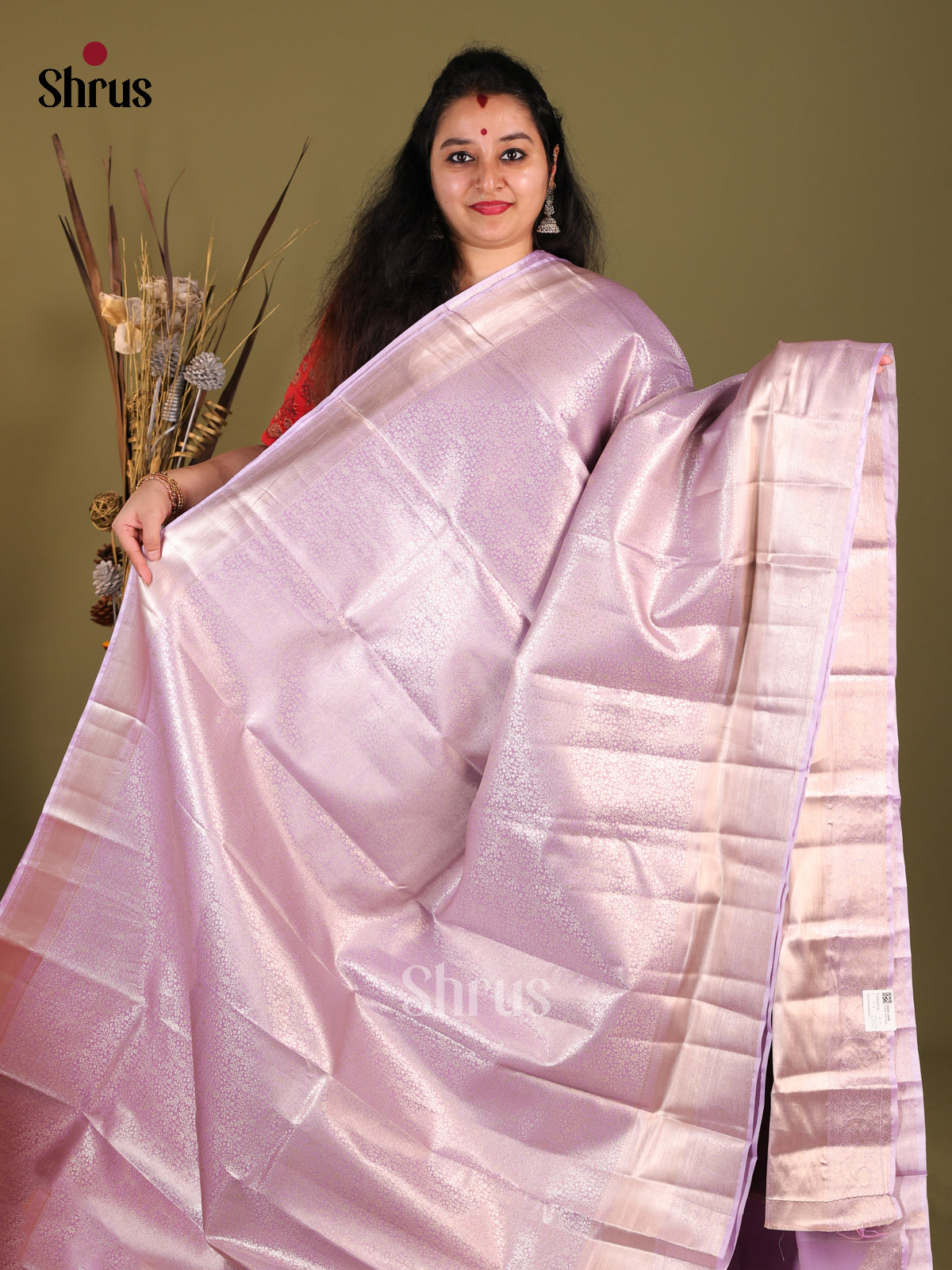 Lavender(Single Tone) - Kanchipuram-halfpure Saree - Shop on Shrus.com