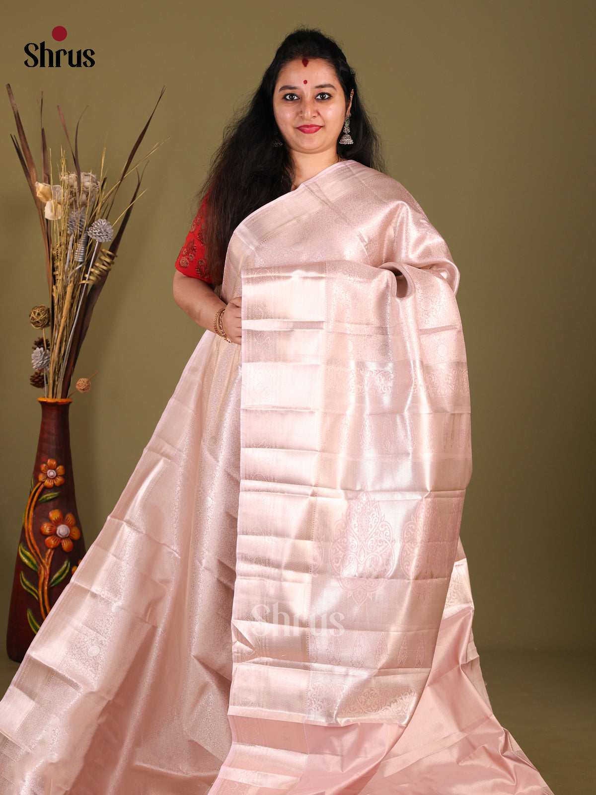 Mild Lavender(Single Tone) - Kanchipuram-halfpure Saree - Shop on Shrus.com