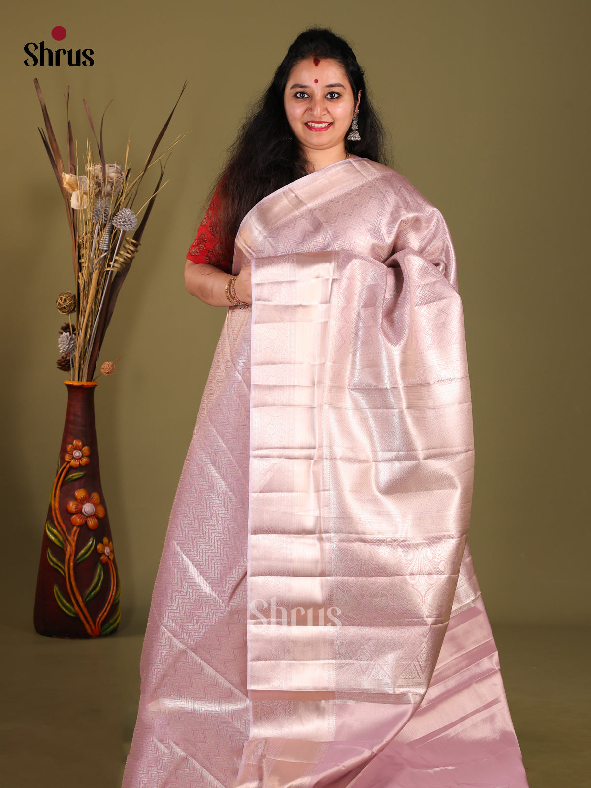 Lavender(Single Tone) - Kanchipuram-halfpure Saree - Shop on Shrus.com