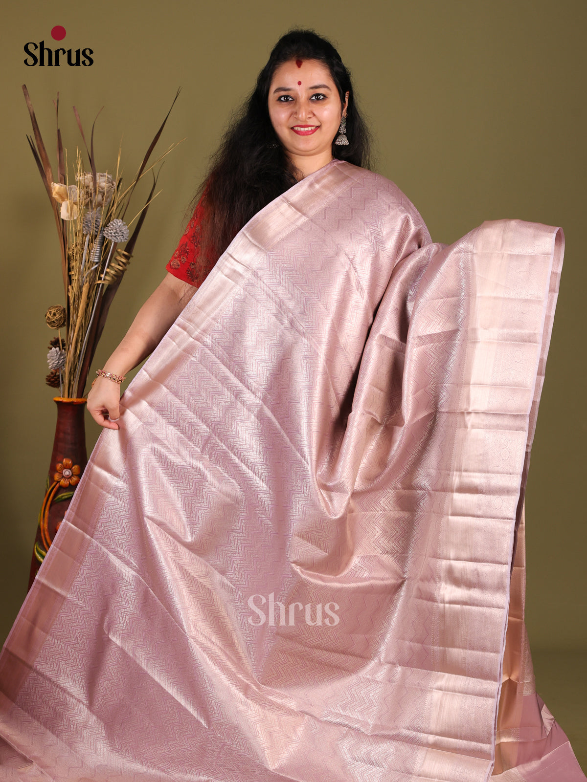 Lavender(Single Tone) - Kanchipuram-halfpure Saree - Shop on Shrus.com