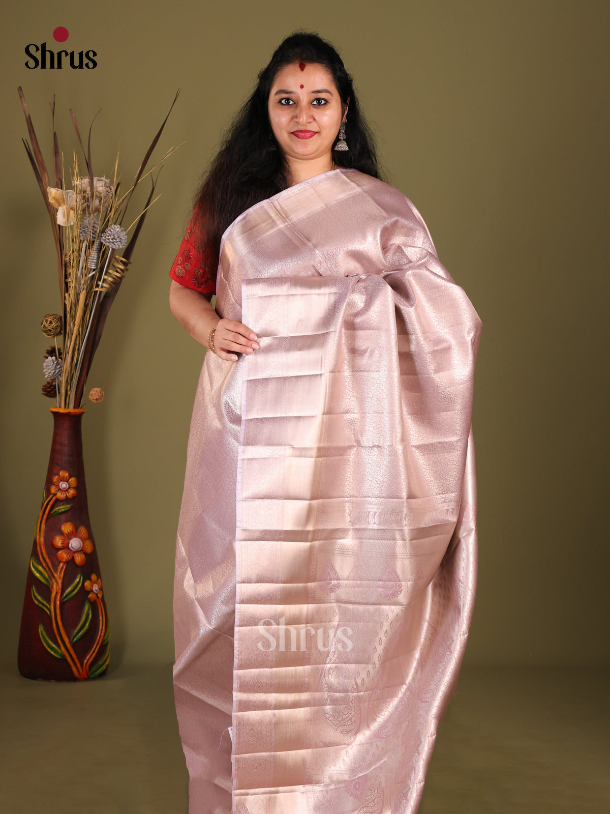 Lavender(SingleTone) - Kanchipuram-halfpure Saree - Shop on Shrus.com