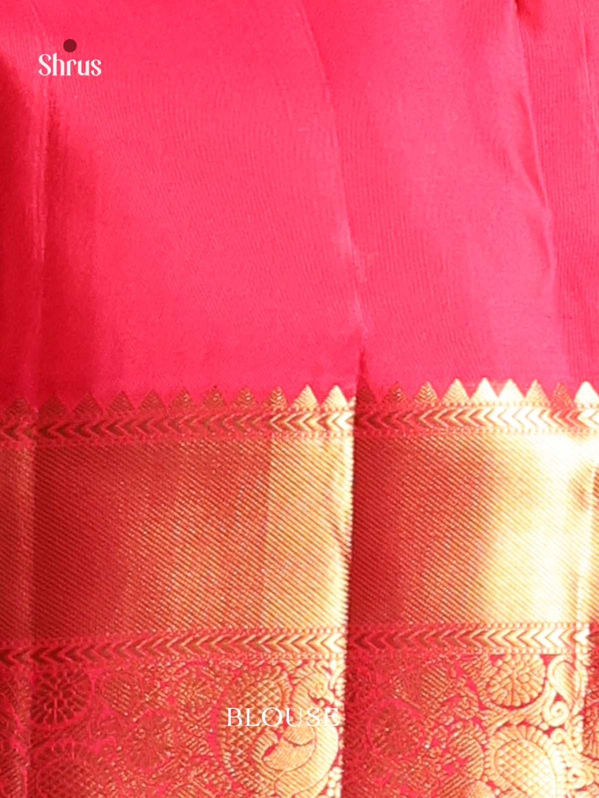 Pretty Reddish Pink Kanjivaram Saree with rich golden Brocade & Self Zari Woven Border -2