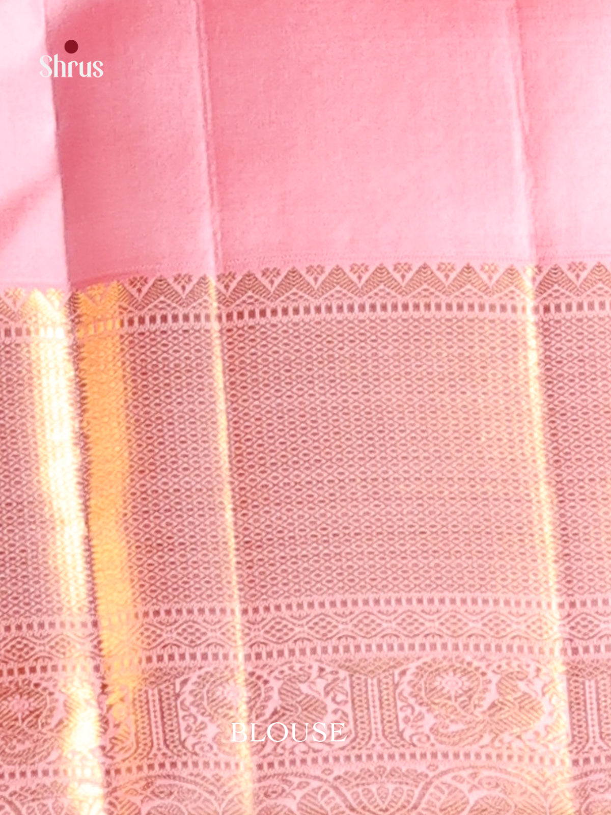 Dazzling Violet Kanjivaram Saree with gold floral nestling brocade & Pink Zari Border -2