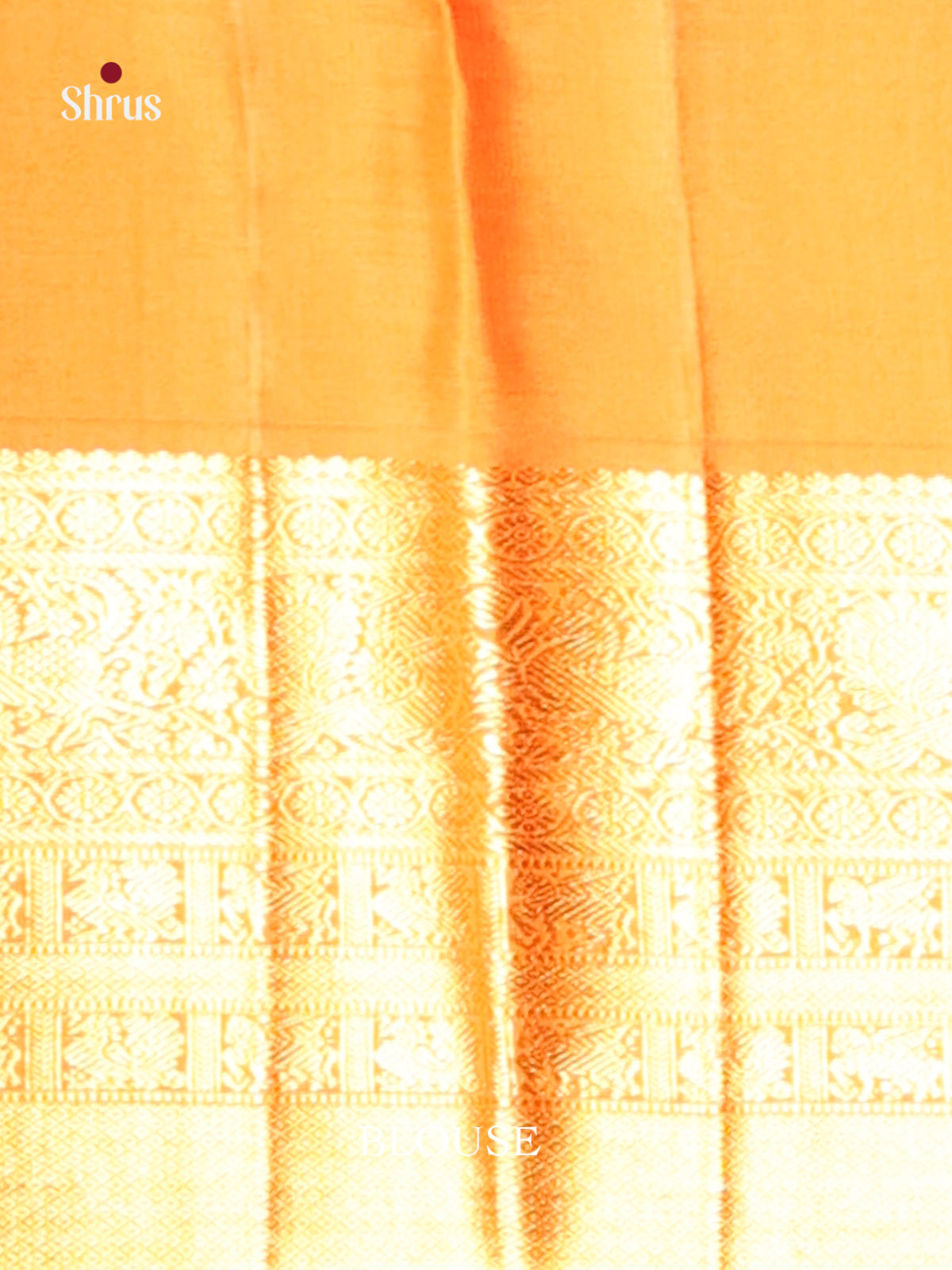 Lustrous Light Green Kanjivaram silk Saree with rich Zari Brocade & Grand Orange border -1