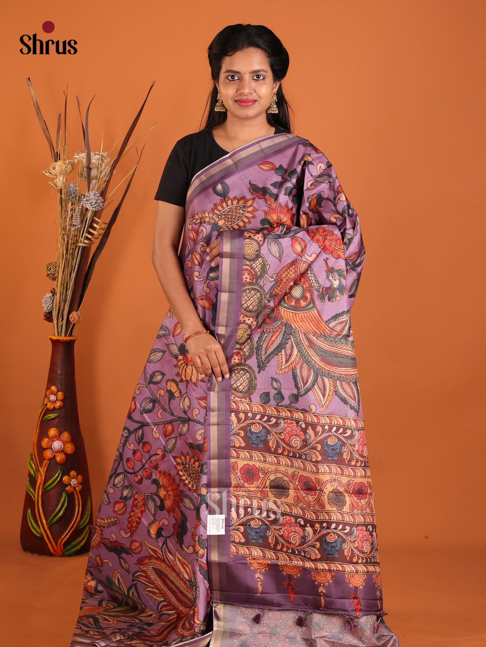 Purple- Moonga Silk Saree