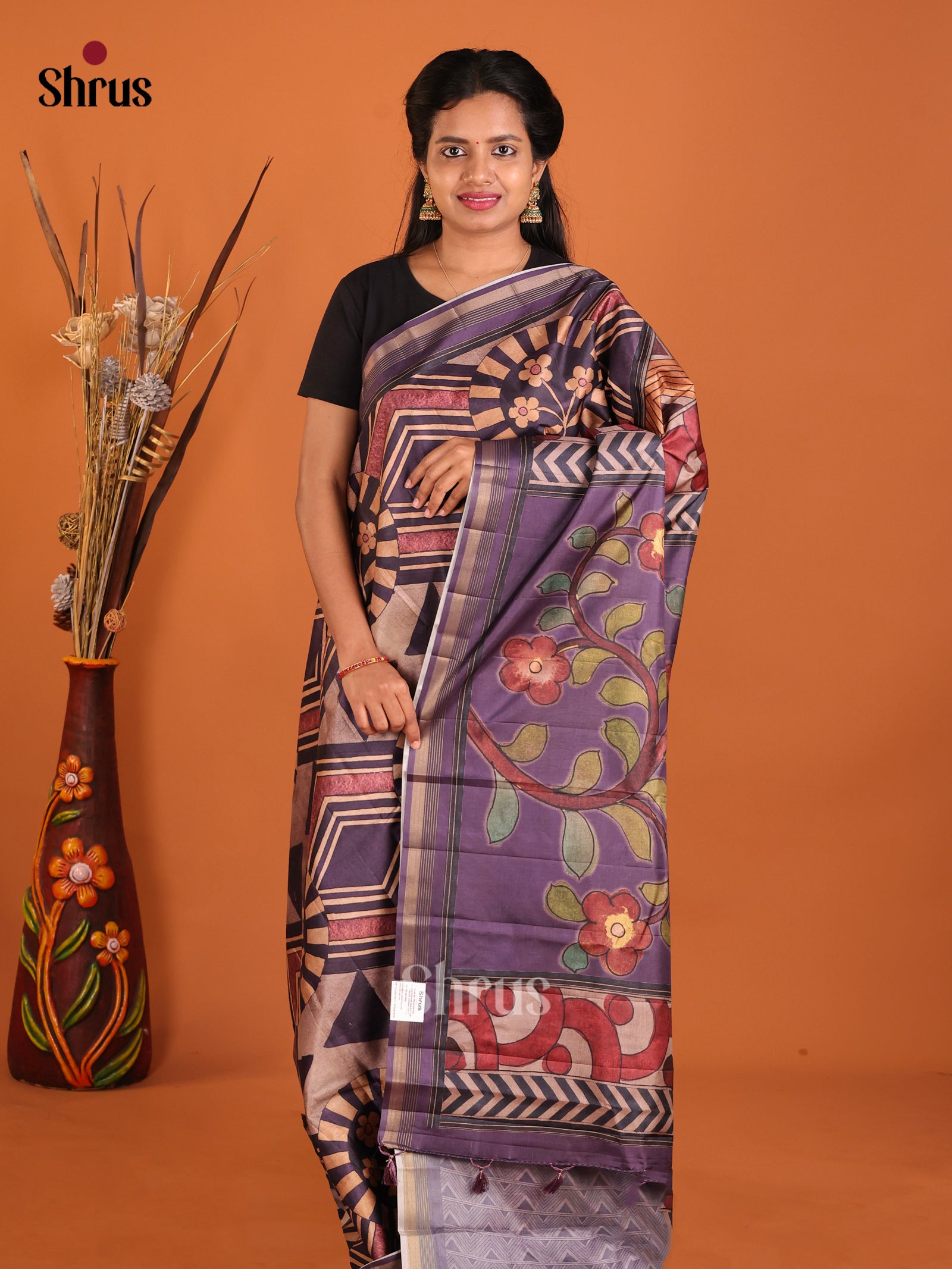 Purple- Moonga Silk Saree