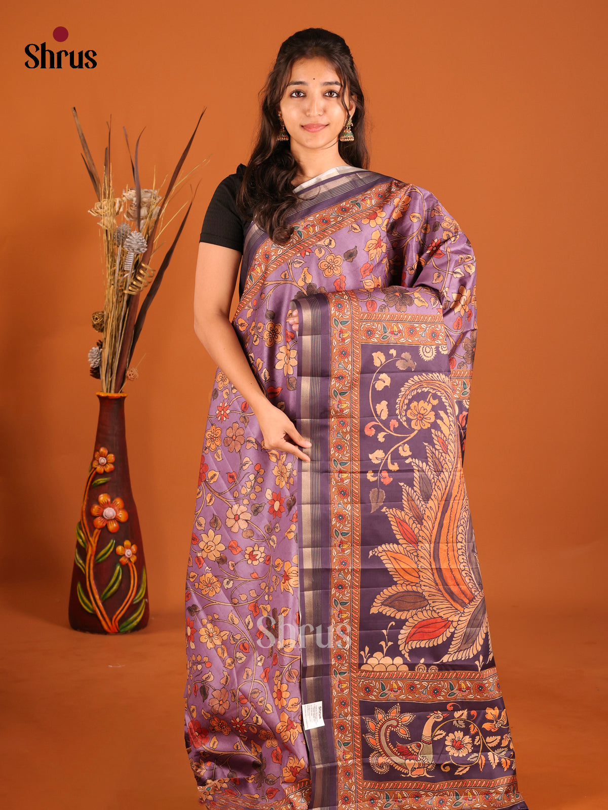 Purple - Moonga Silk Saree