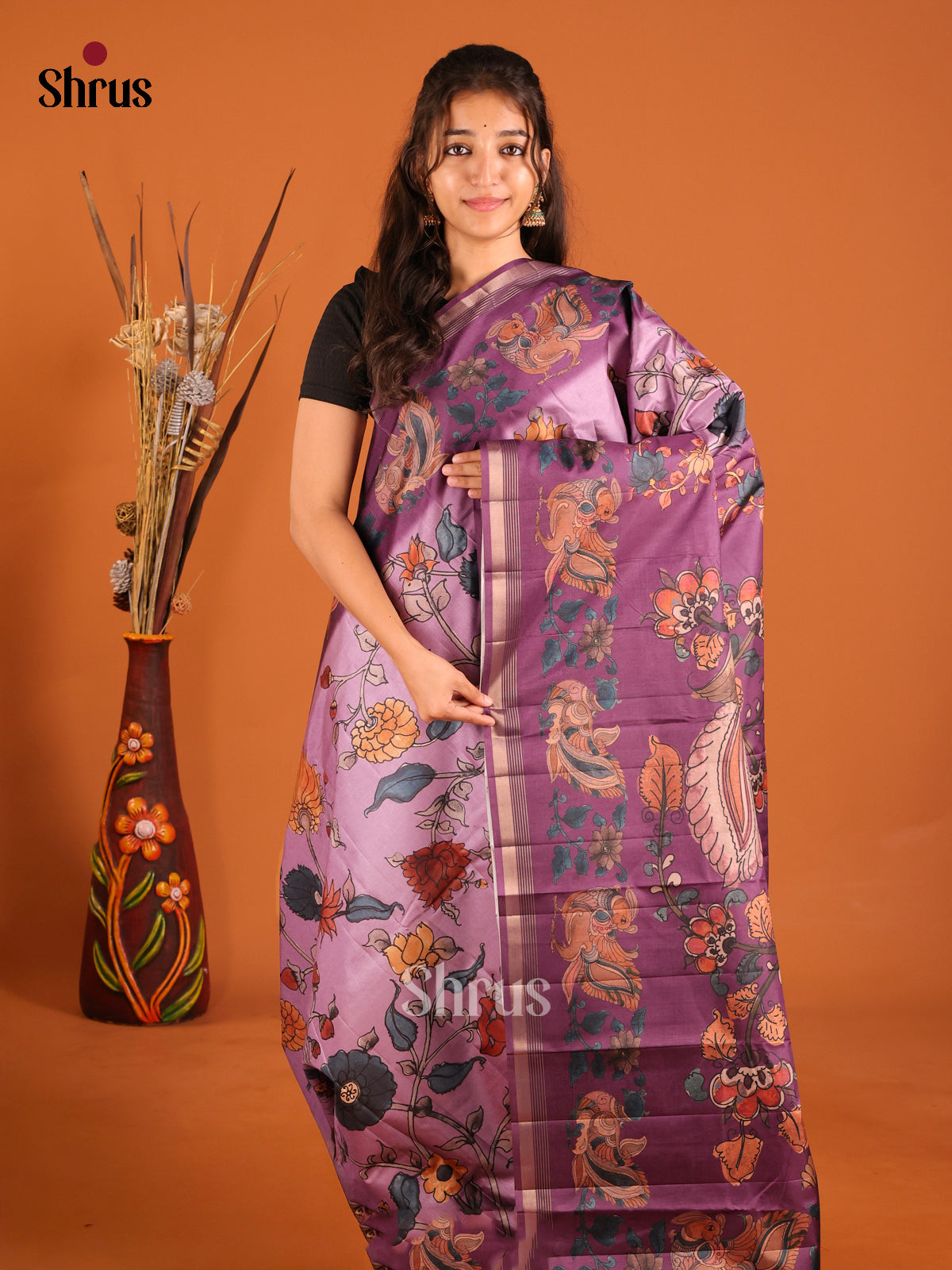 DHS23525 - Moonga Silk Saree - Shop on Shrus.com