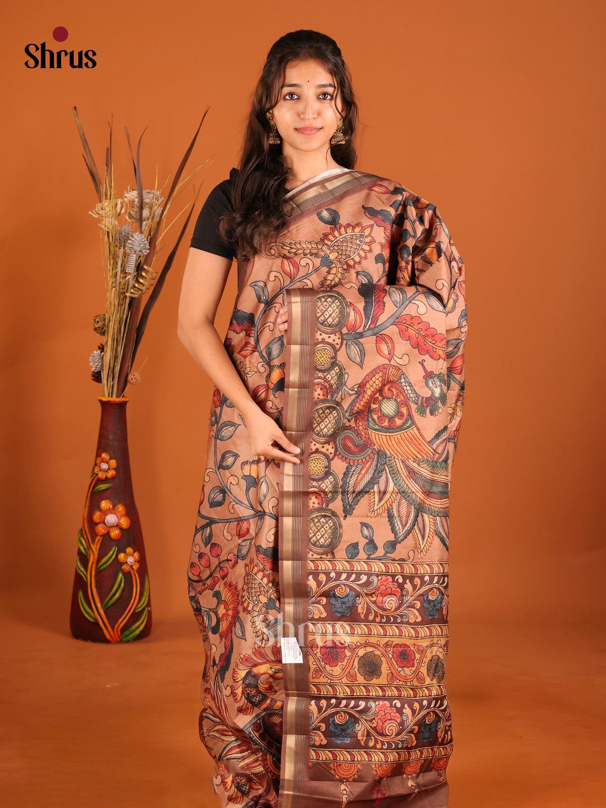 Brown- Moonga Silk Saree
