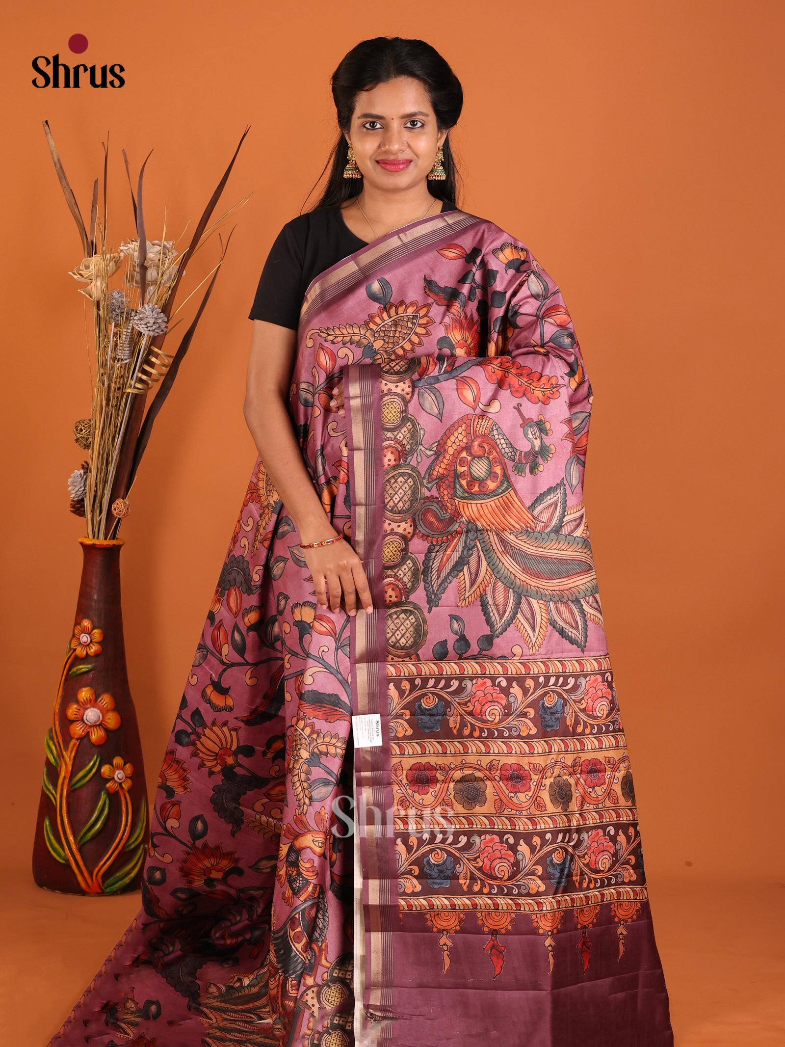 Onion Pink & Maroon- Moonga Silk Saree