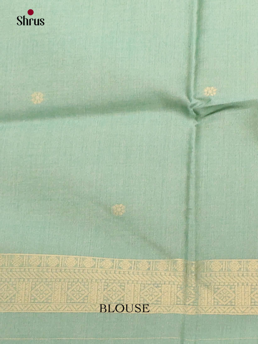 Peach & Teal Green - Semi Tussar Saree - Shop on Shrus.com