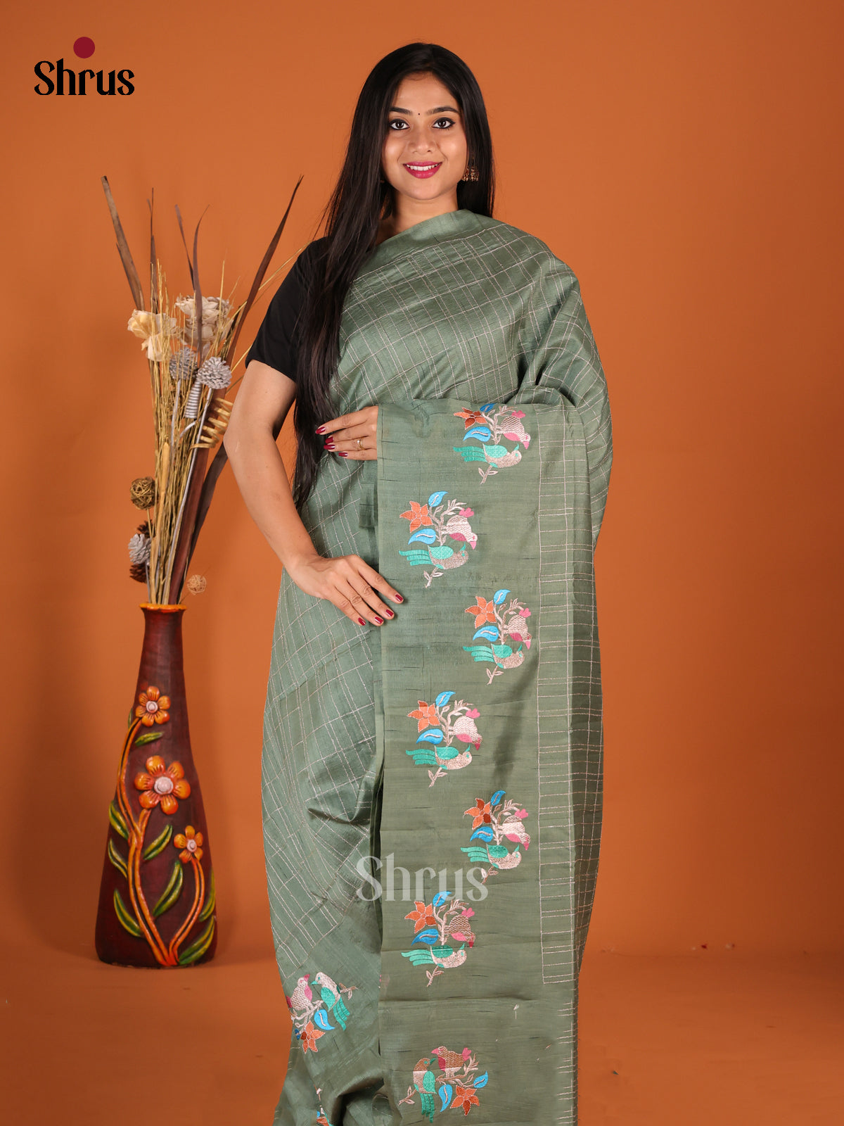 DHS23569 - Semi Rawsilk Saree - Shop on Shrus.com