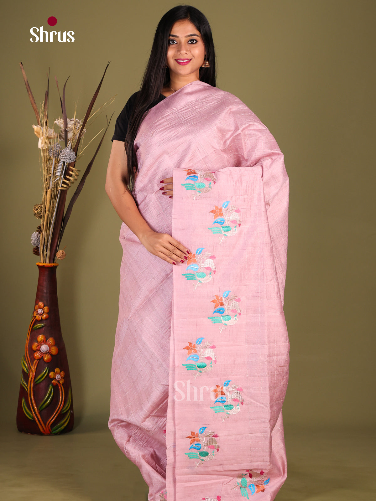 Mild Lavender- Semi Rawsilk Saree - Shop on Shrus.com