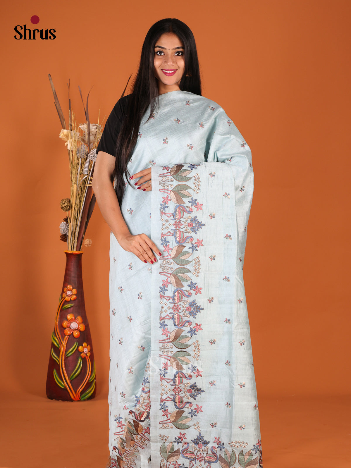 DHS23584 - Semi Rawsilk Saree - Shop on Shrus.com