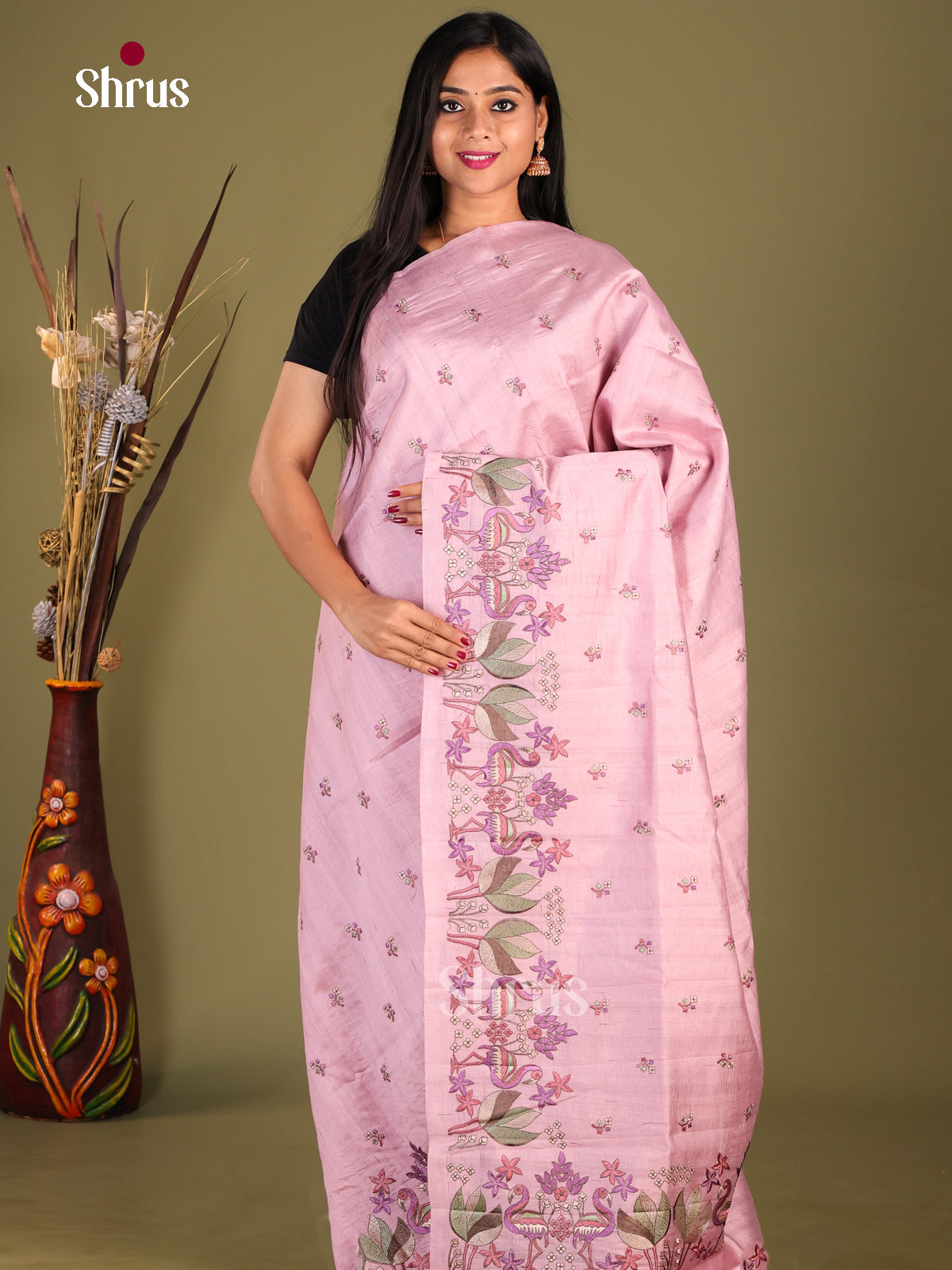 Lavender - Semi Rawsilk Saree - Shop on Shrus.com