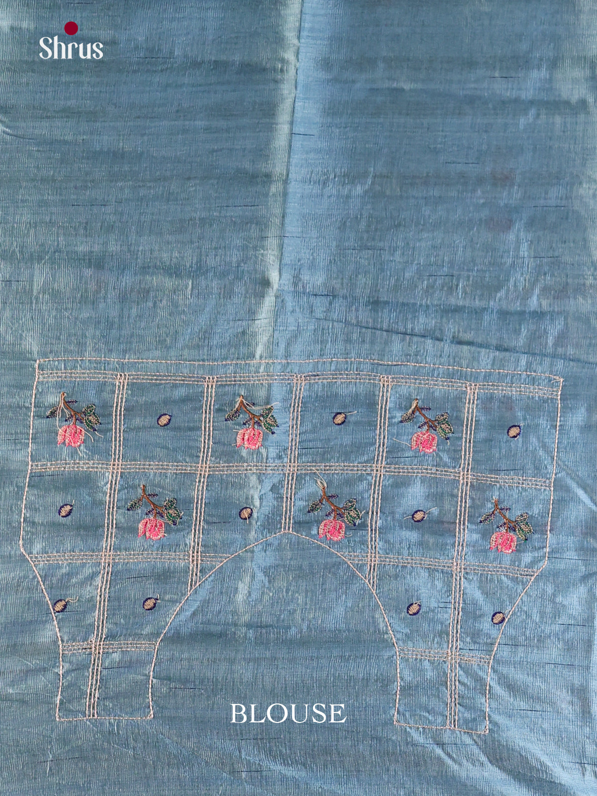 Powder Blue - Semi Rawsilk Saree - Shop on Shrus.com