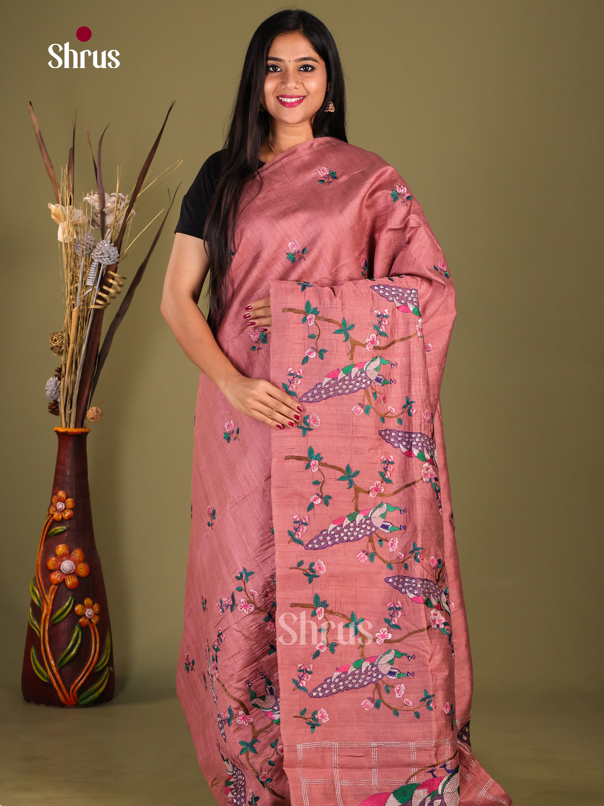 Onion peel - Semi Rawsilk Saree - Shop on Shrus.com