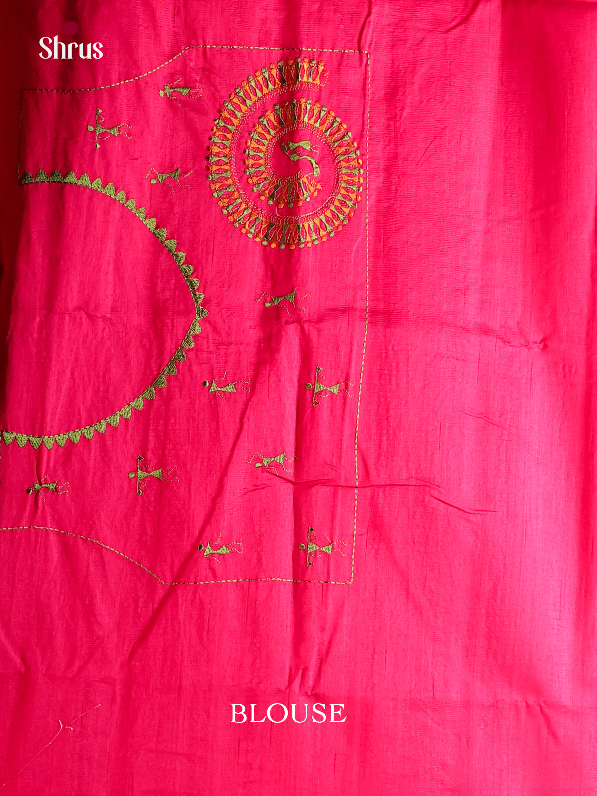 Reddish Pink- Semi Rawsilk Saree - Shop on Shrus.com