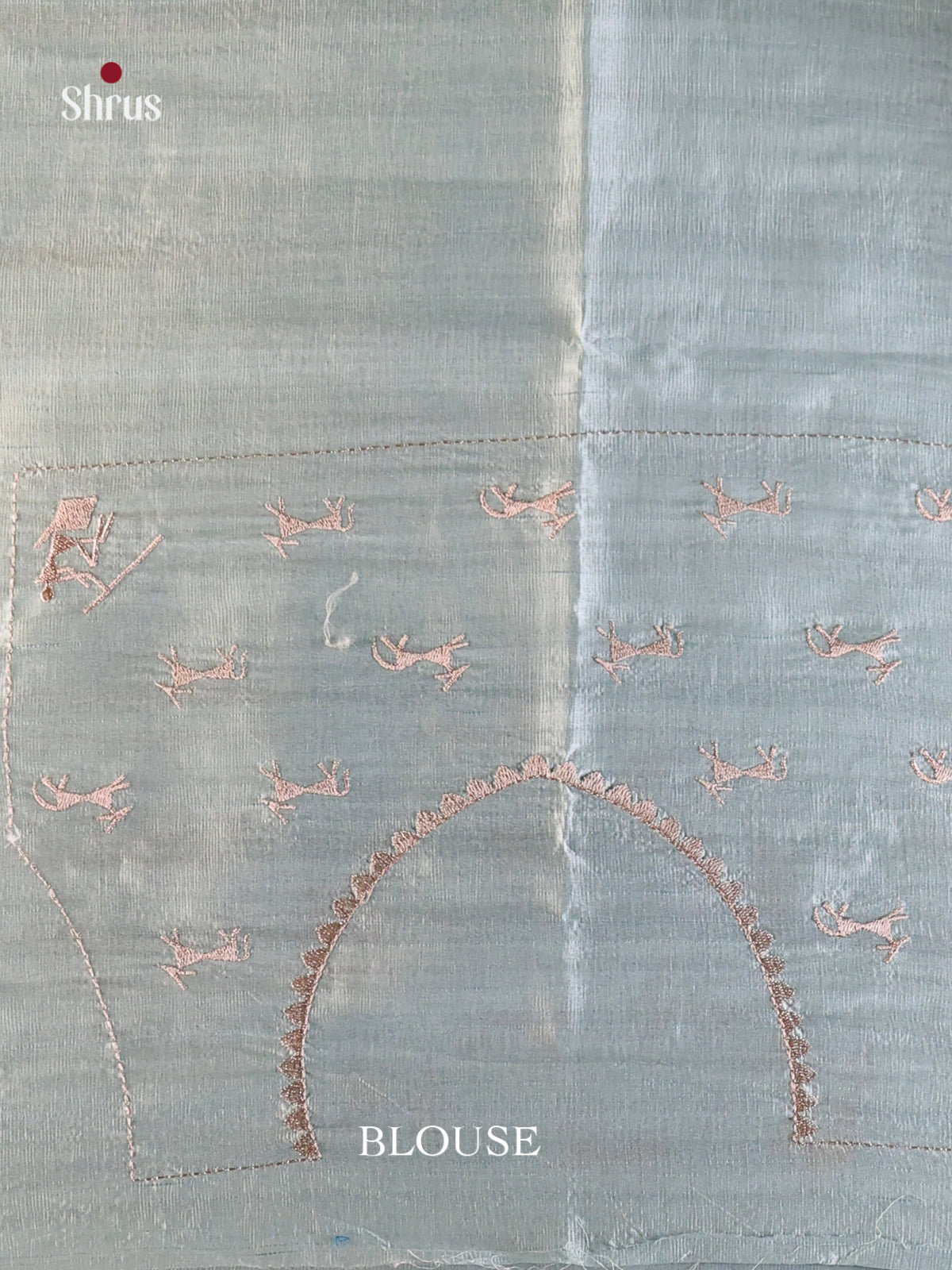 Pastel Blue - Semi Rawsilk Saree - Shop on Shrus.com