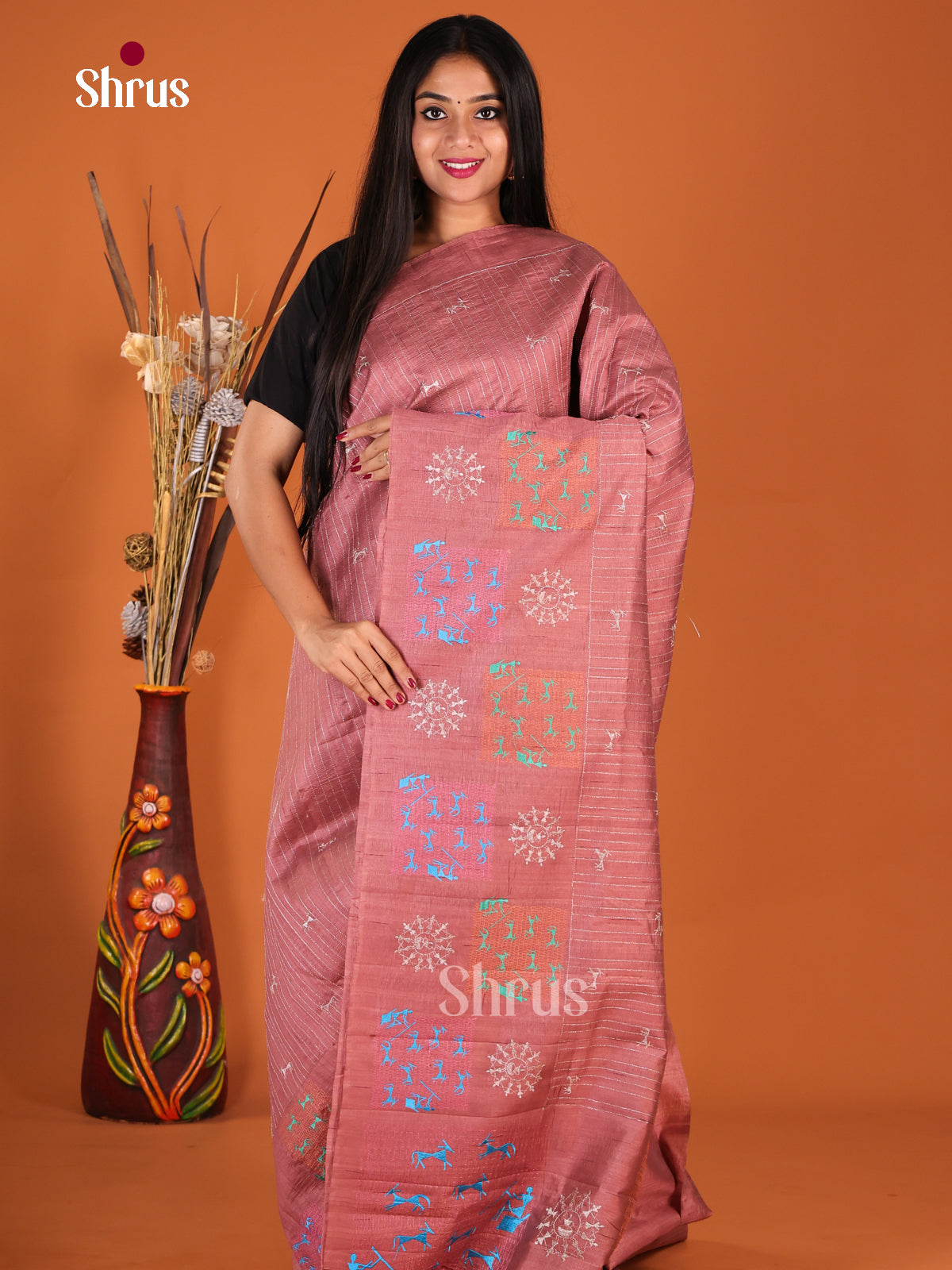 Brown - Semi Rawsilk Saree