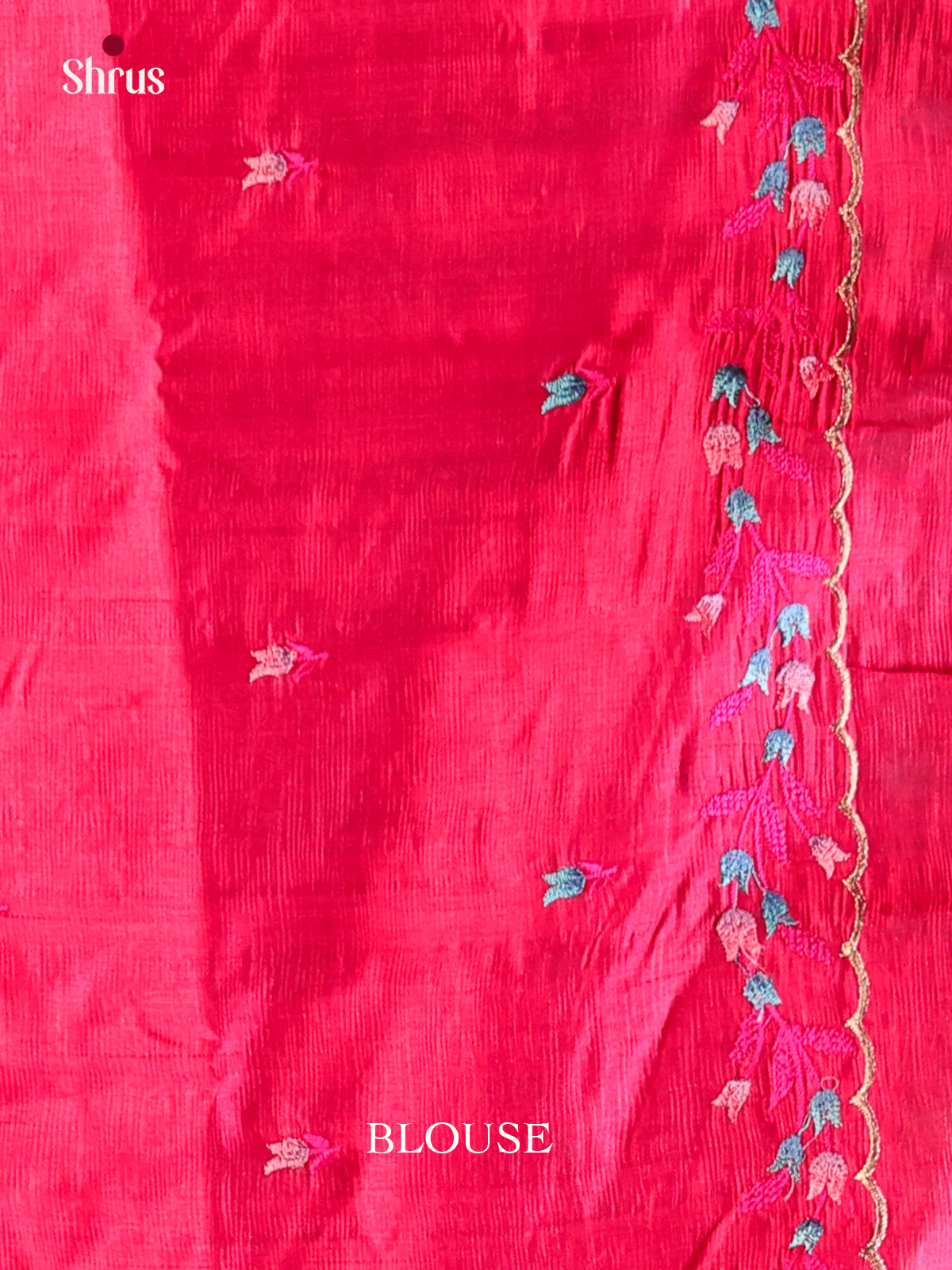 Reddish Pink - Semi Rawsilk Saree - Shop on Shrus.com