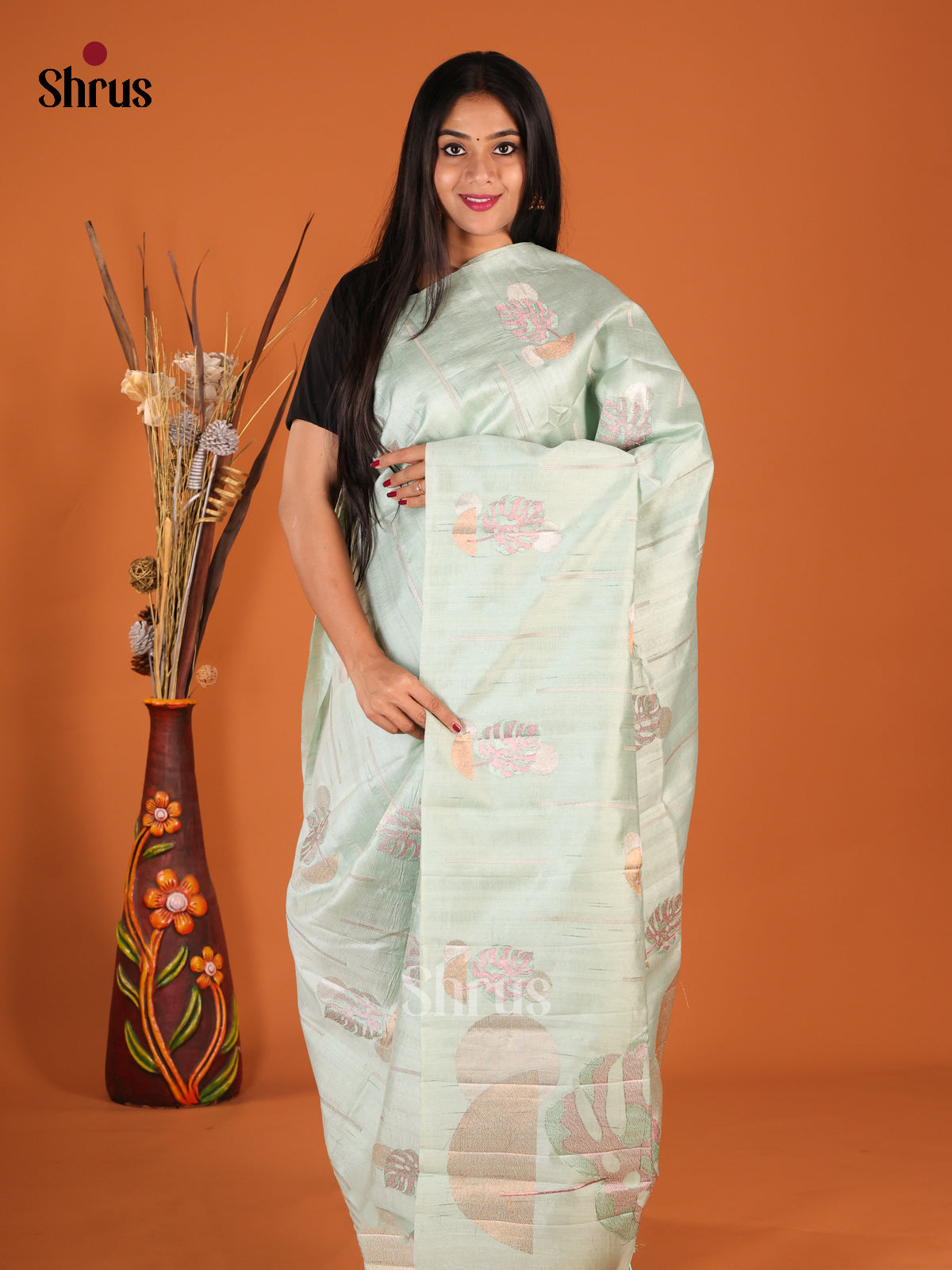 DHS23634 - Semi Rawsilk Saree - Shop on Shrus.com