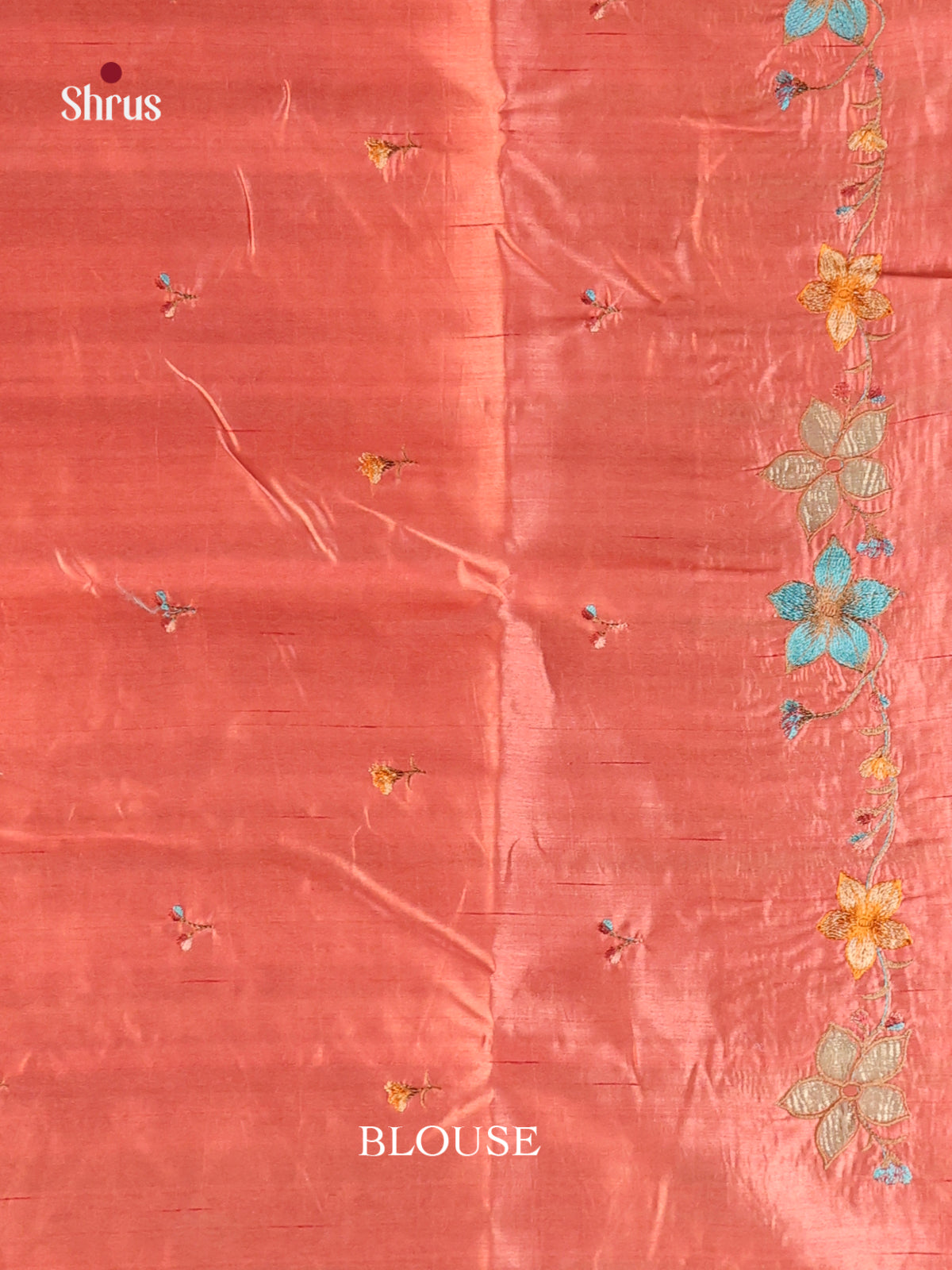 Peachish Pink - Semi Rawsilk Saree - Shop on Shrus.com