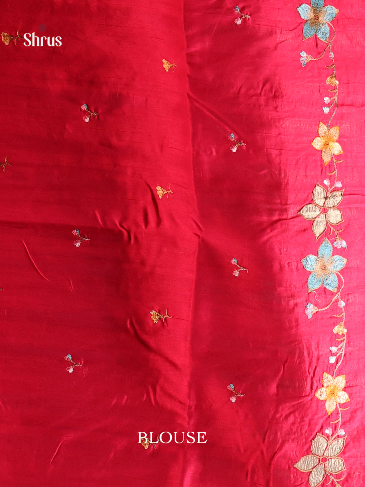 Red - Semi Rawsilk Saree - Shop on Shrus.com