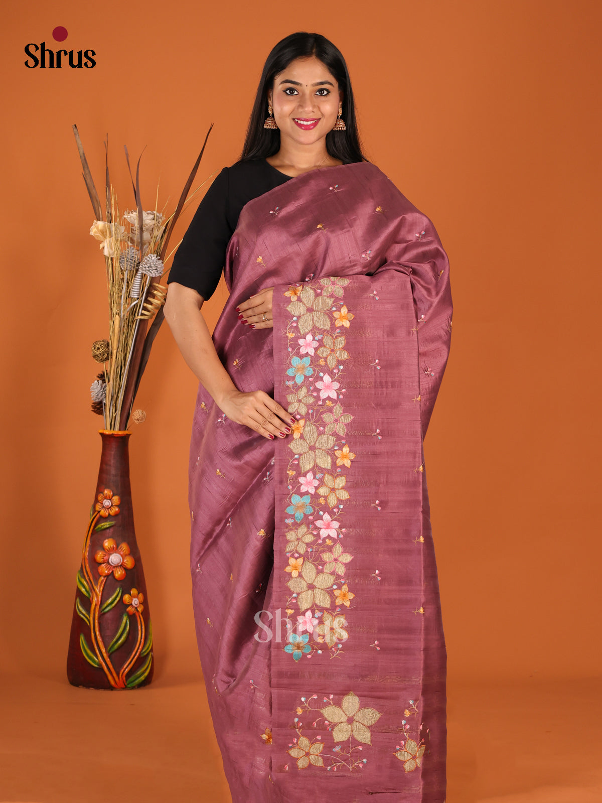 DHS23645 - Semi Rawsilk Saree - Shop on Shrus.com