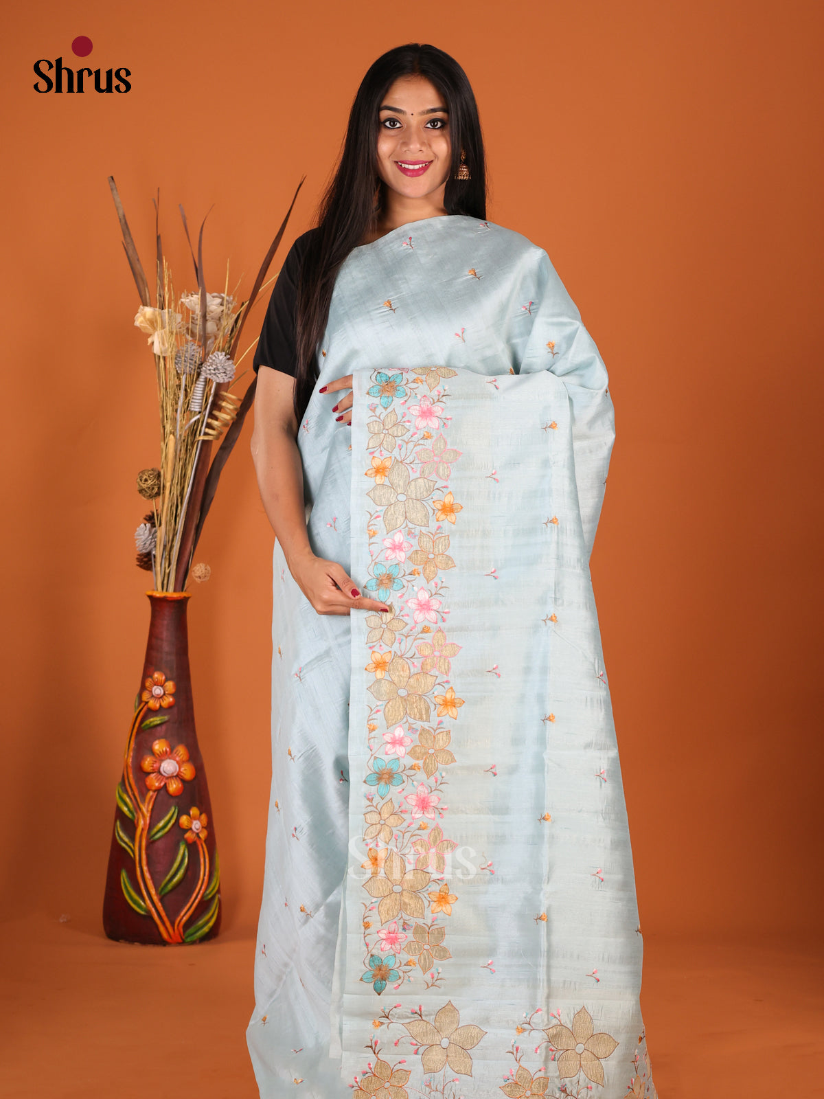 DHS23649 - Semi Rawsilk Saree - Shop on Shrus.com
