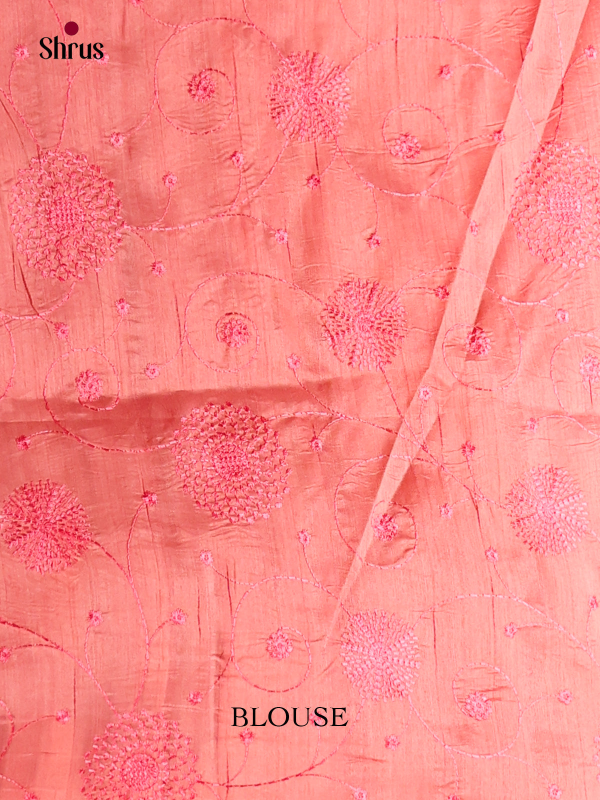 Peachish Pink - Semi Rawsilk Saree - Shop on Shrus.com