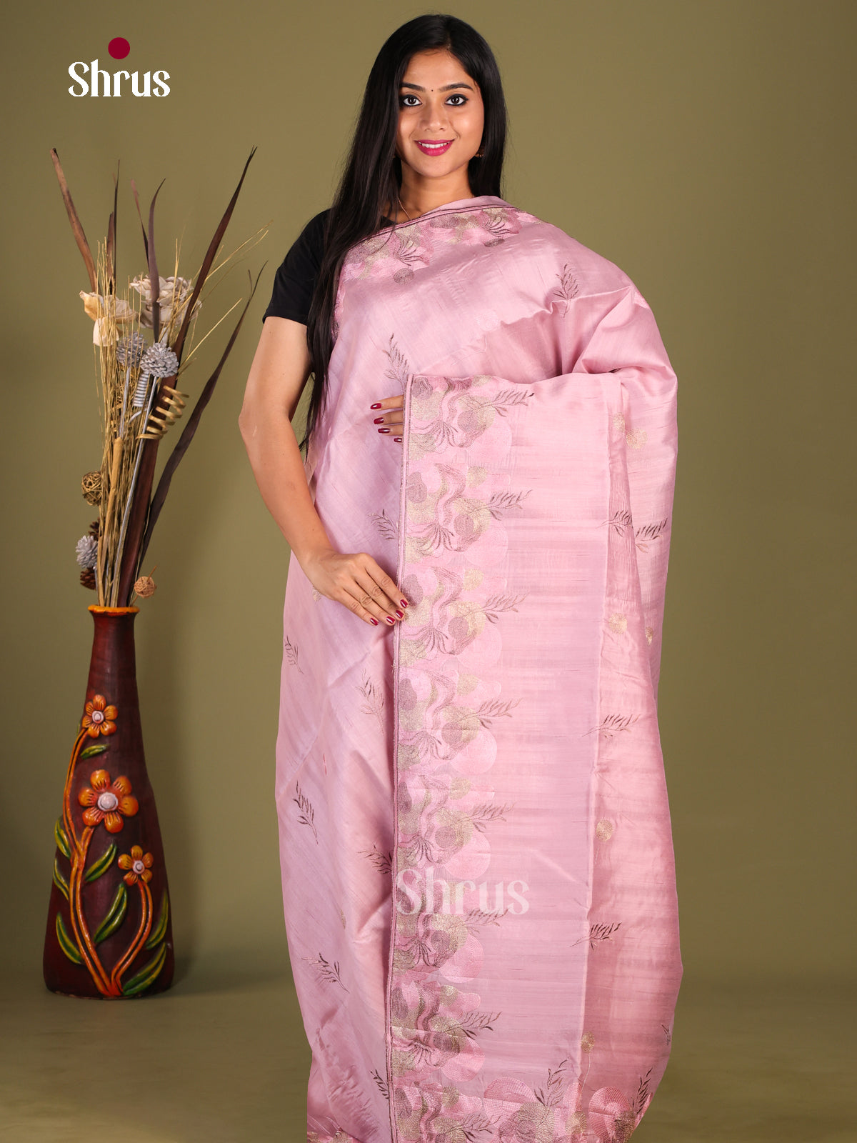 Mild Lavender- Semi Rawsilk Saree - Shop on Shrus.com