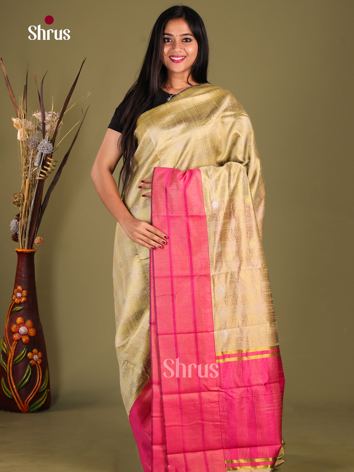 DHS25684 - Semi Rawsilk Saree - Shop on Shrus.com