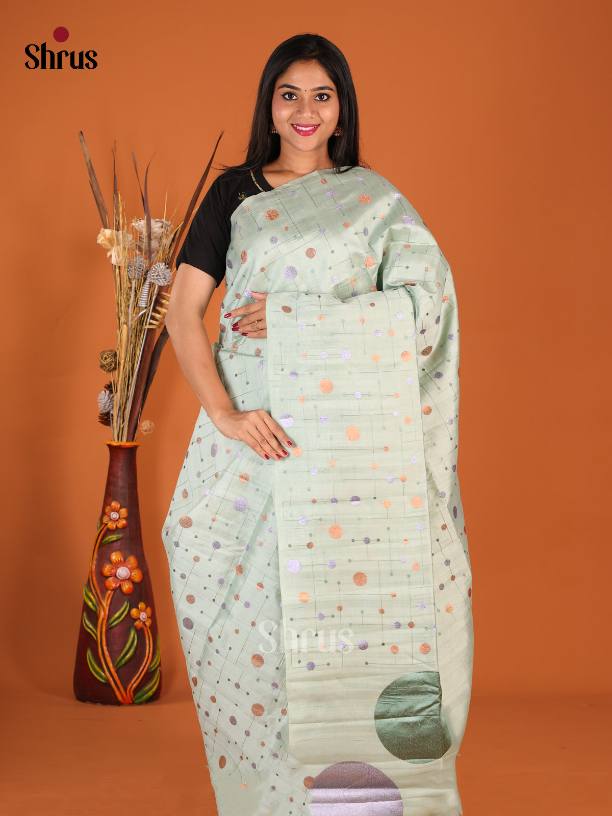 DHS23688 - Semi Rawsilk Saree - Shop on Shrus.com
